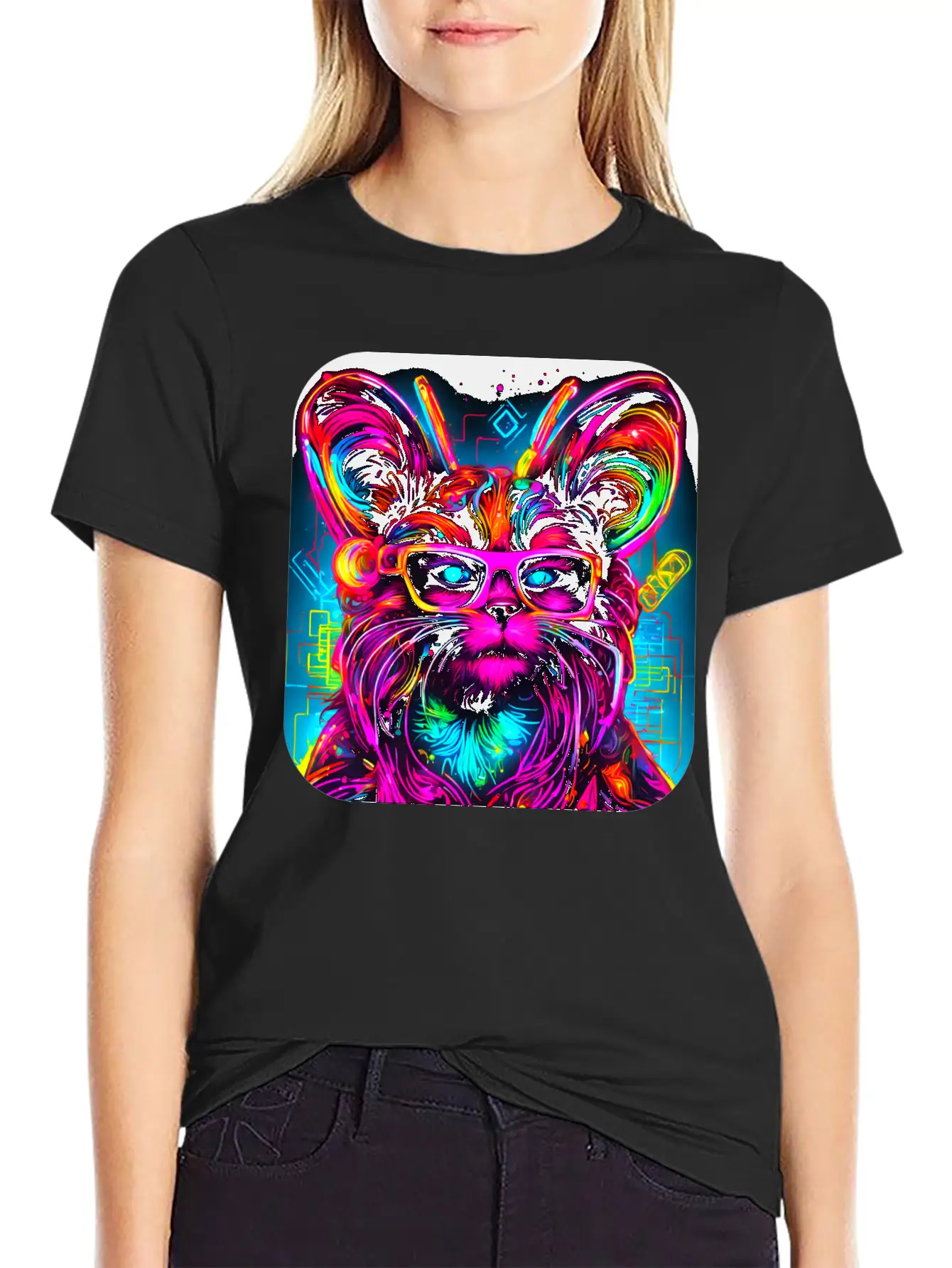 Neon Style UV Glow Electro Party Essential Cotton Tee For Daily Outfits – Unisex Style