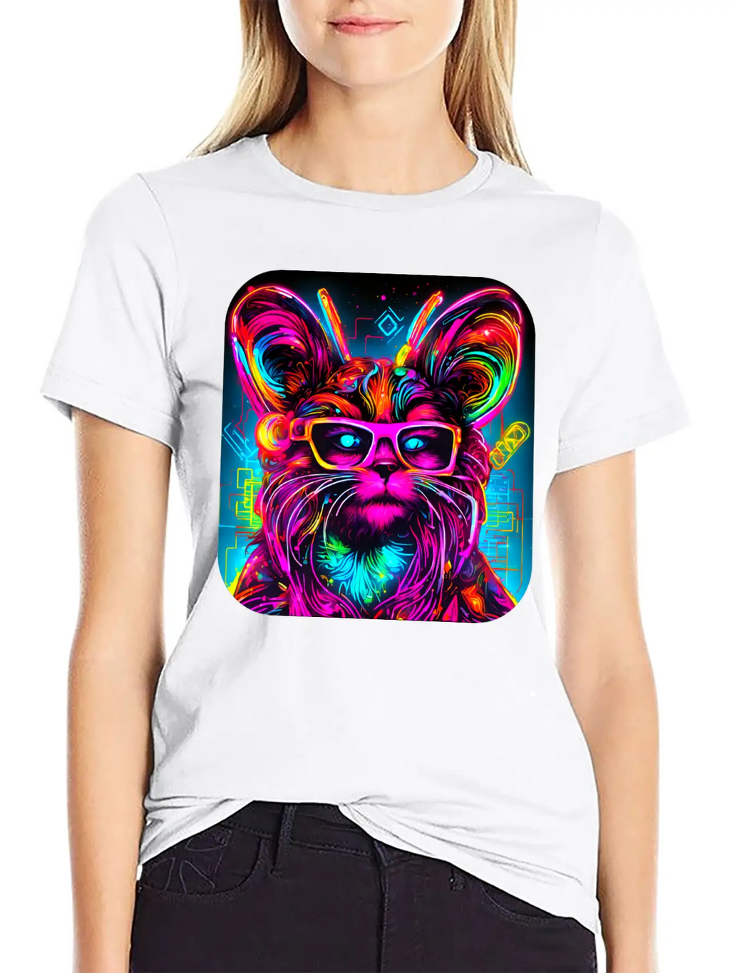 Neon Style UV Glow Electro Party Essential Cotton Tee For Daily Outfits – Unisex Style