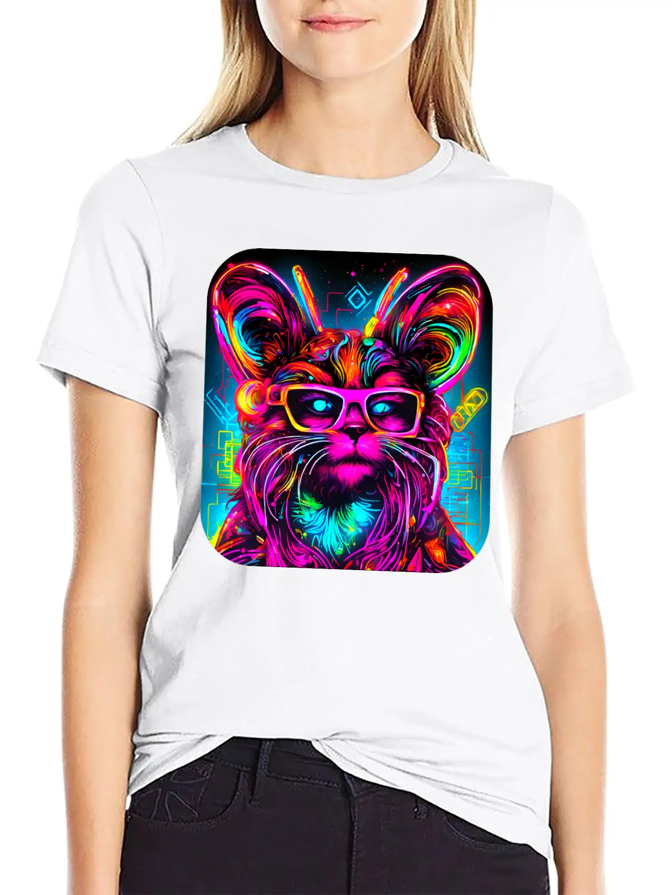 Neon Style UV Glow Electro Party Essential Cotton Tee For Daily Outfits – Unisex Style