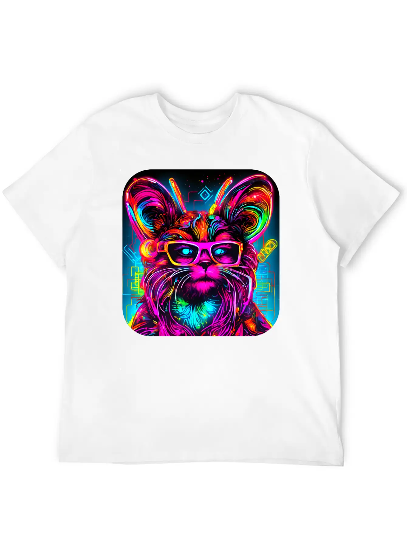 Neon Style UV Glow Electro Party Essential Cotton Tee For Daily Outfits – Unisex Style