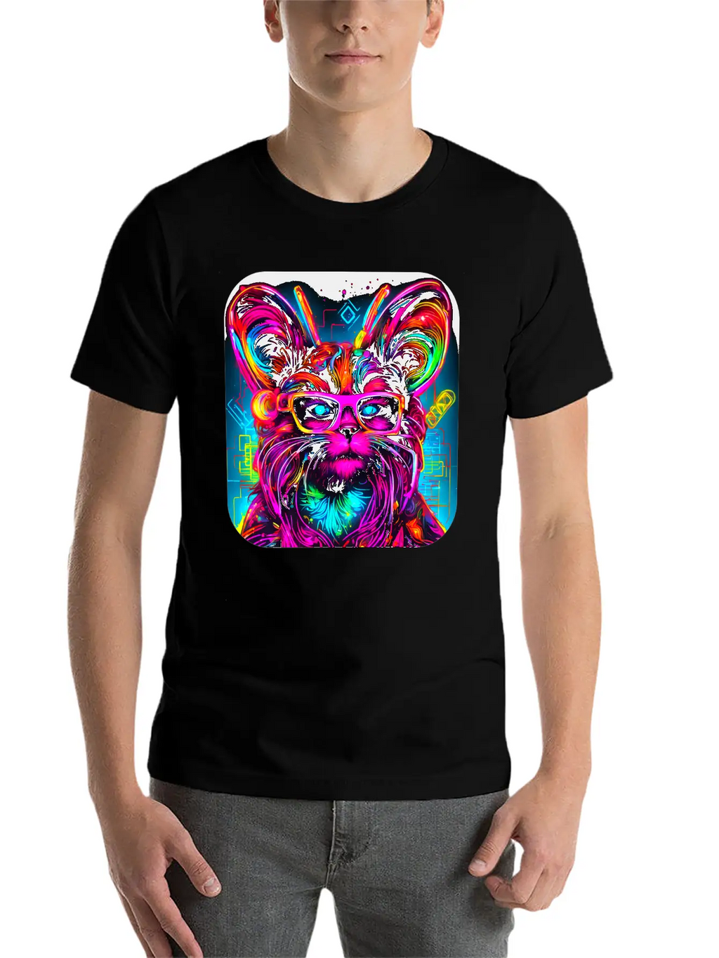 Neon Style UV Glow Electro Party Essential Cotton Tee For Daily Outfits – Unisex Style