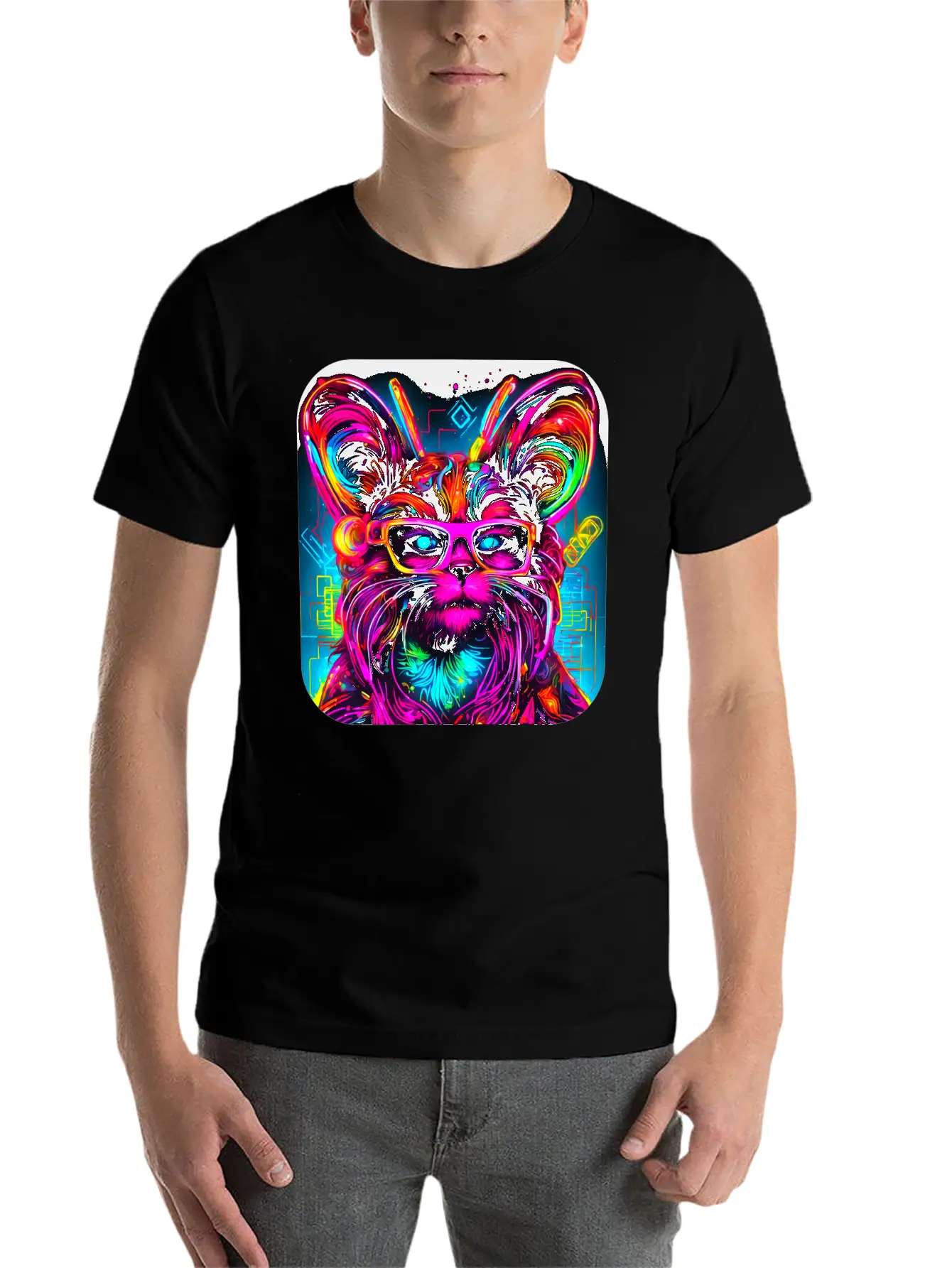 Neon Style UV Glow Electro Party Essential Cotton Tee For Daily Outfits – Unisex Style