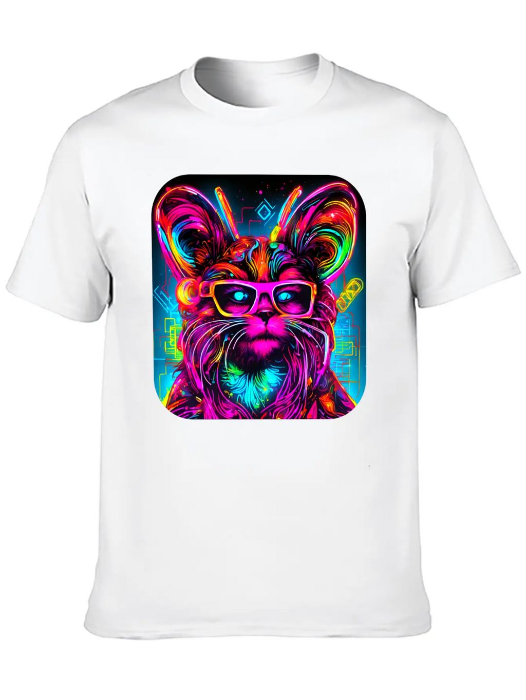 Neon Style UV Glow Electro Party Essential Cotton Tee For Daily Outfits – Unisex Style