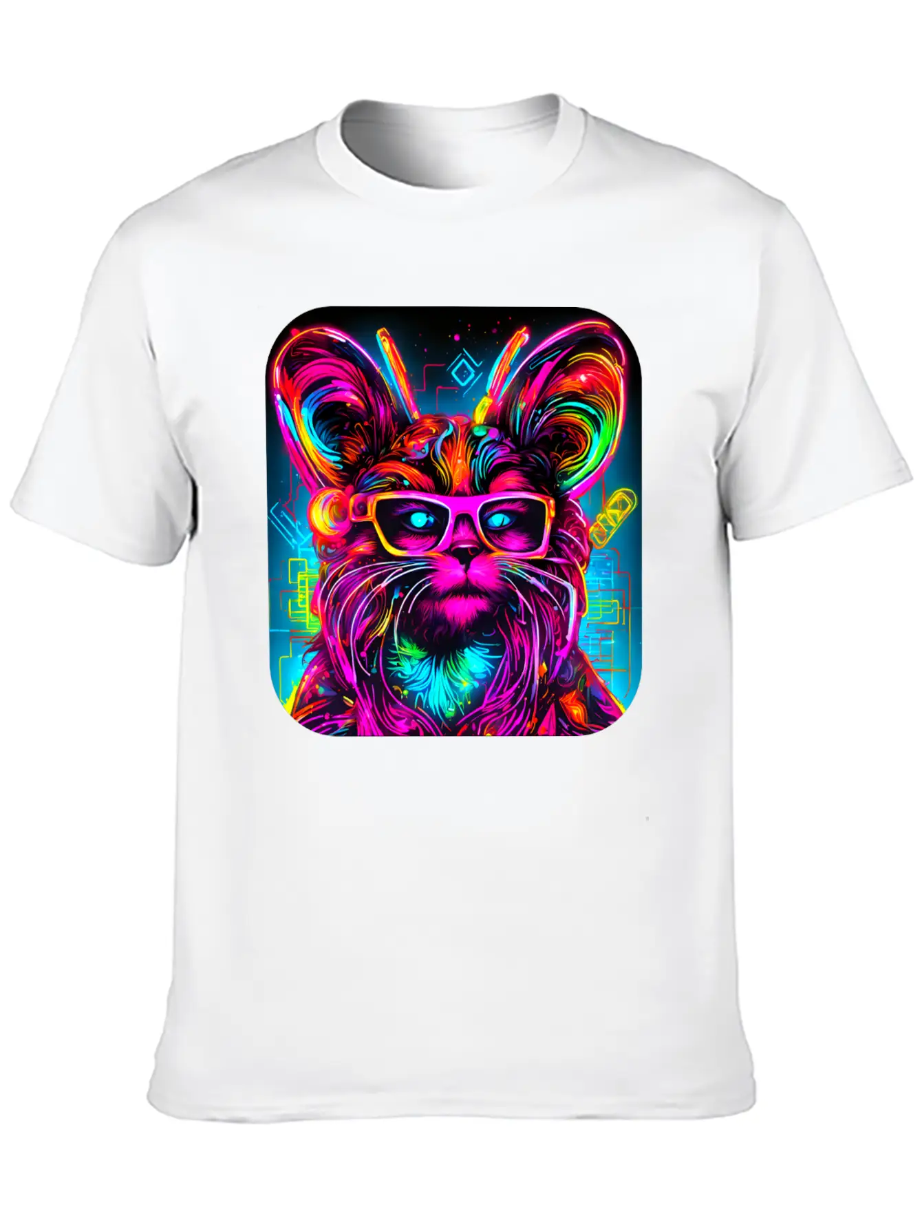 Neon Style UV Glow Electro Party Essential Cotton Tee For Daily Outfits – Unisex Style