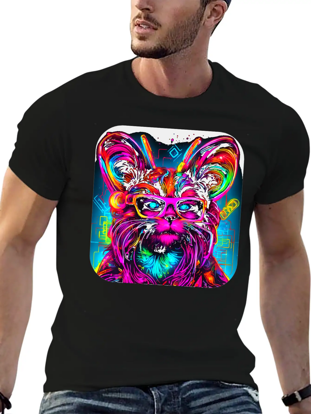 Neon Style UV Glow Electro Party Essential Cotton Tee For Daily Outfits – Unisex Style