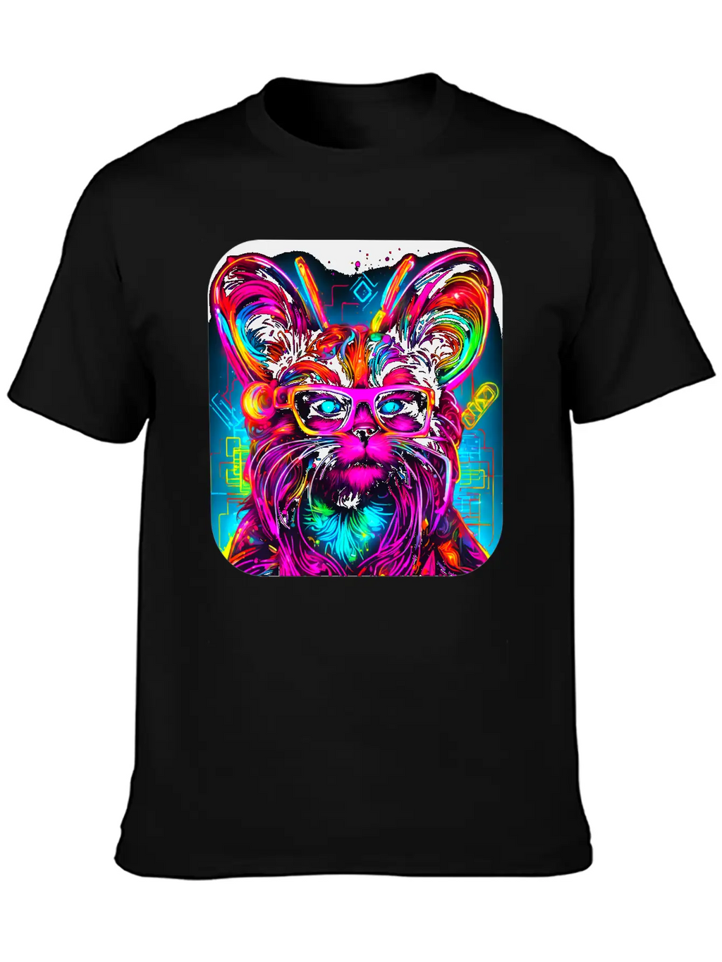 Neon Style UV Glow Electro Party Essential Cotton Tee For Daily Outfits – Unisex Style