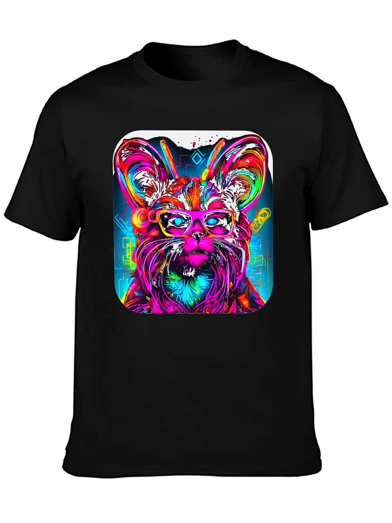 Neon Style UV Glow Electro Party Essential Cotton Tee For Daily Outfits – Unisex Style