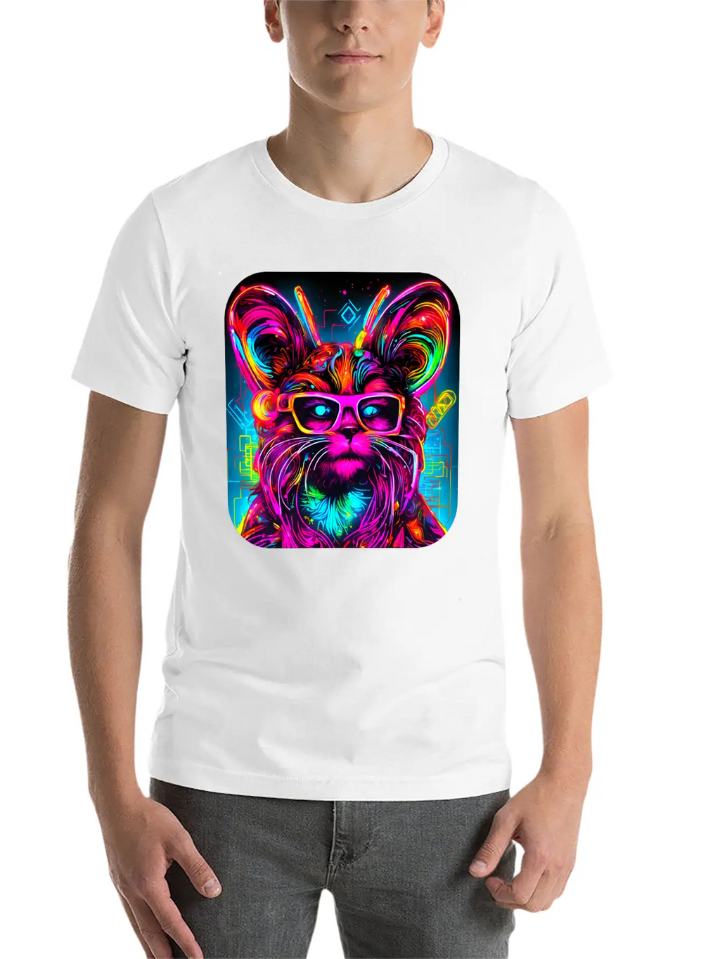 Neon Style UV Glow Electro Party Essential Cotton Tee For Daily Outfits – Unisex Style