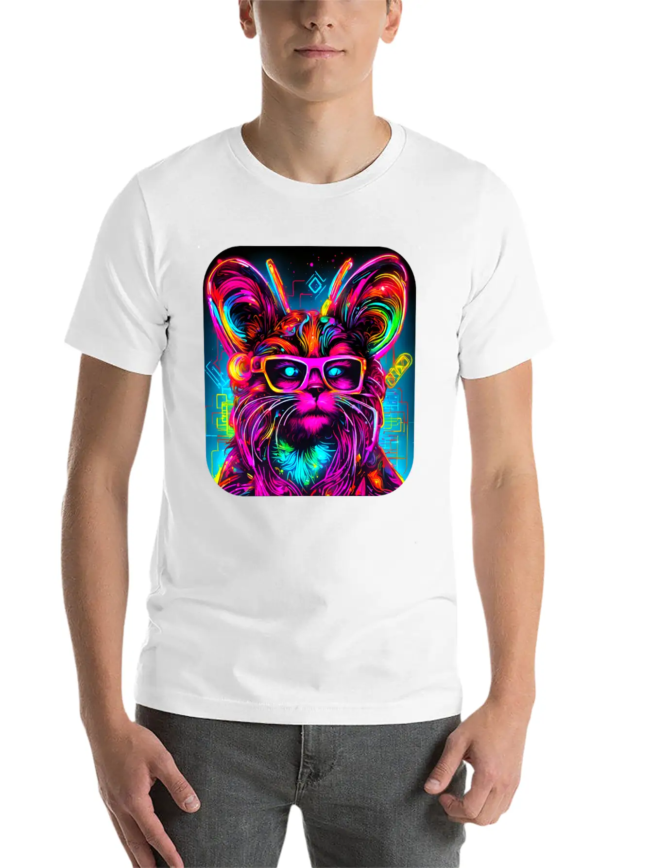 Neon Style UV Glow Electro Party Essential Cotton Tee For Daily Outfits – Unisex Style