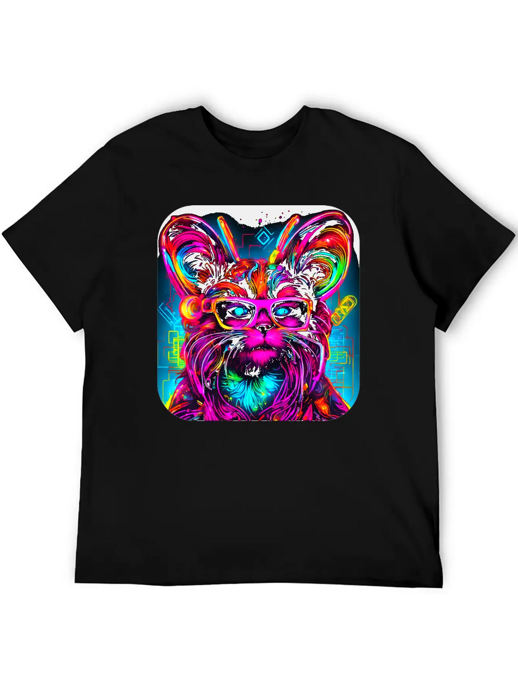 Neon Style UV Glow Electro Party Essential Cotton Tee For Daily Outfits – Unisex Style