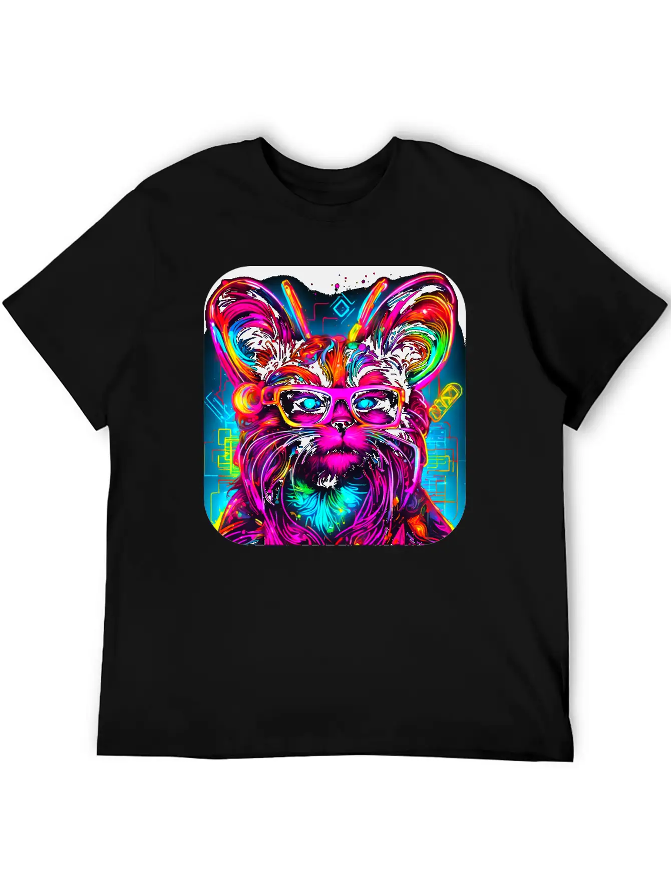 Neon Style UV Glow Electro Party Essential Cotton Tee For Daily Outfits – Unisex Style