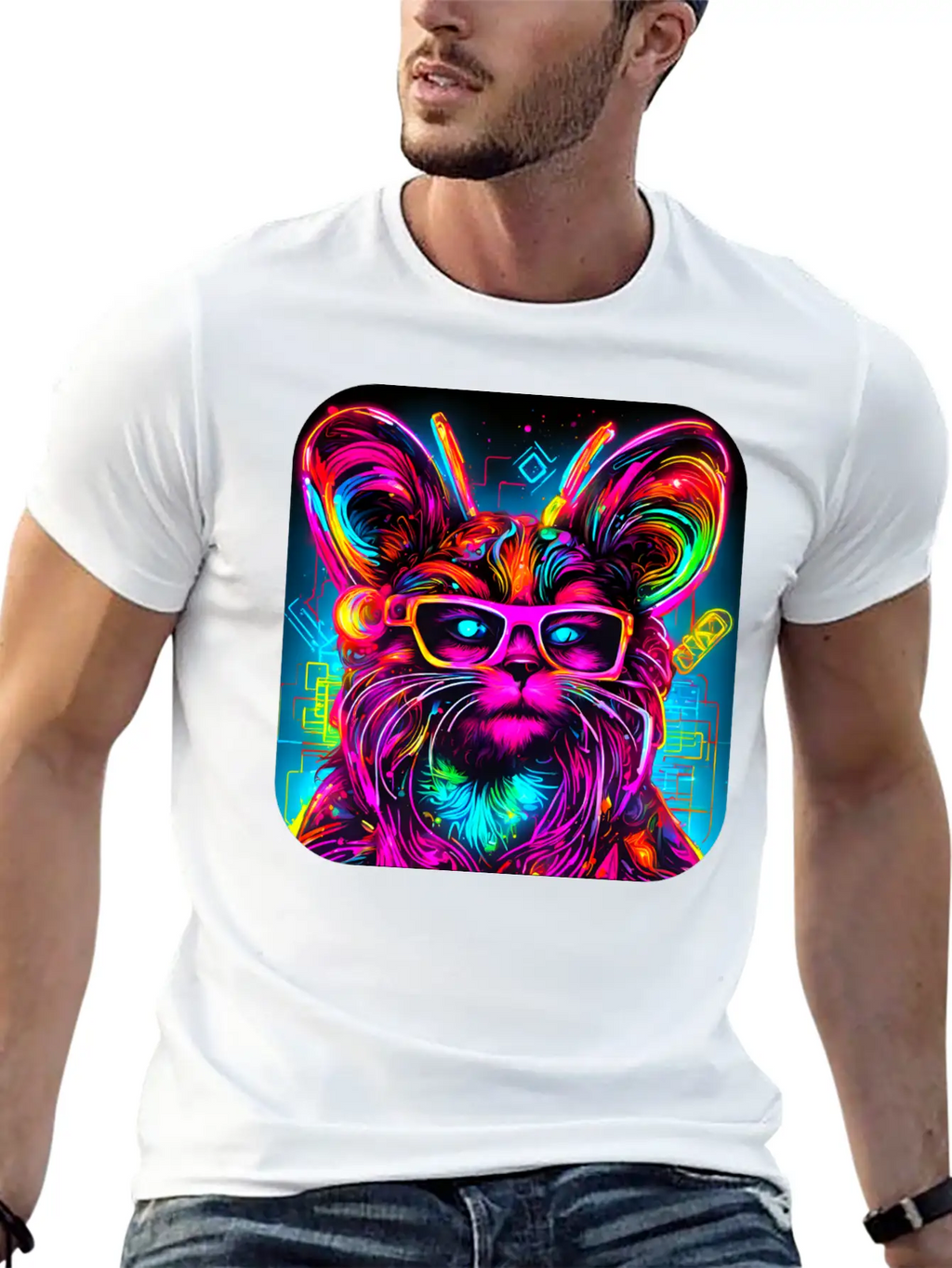 Neon Style UV Glow Electro Party Essential Cotton Tee For Daily Outfits – Unisex Style