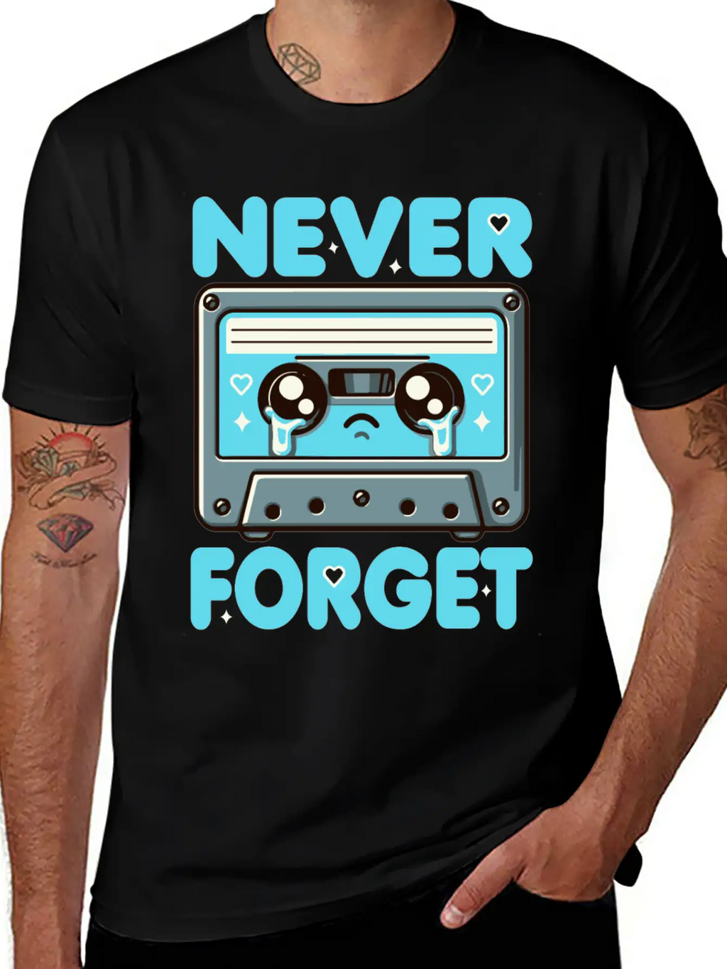 Never Forget Cassette Tape Funny Cassette Music Breathable Soft Cotton T-Shirt – Timeless Casual Look