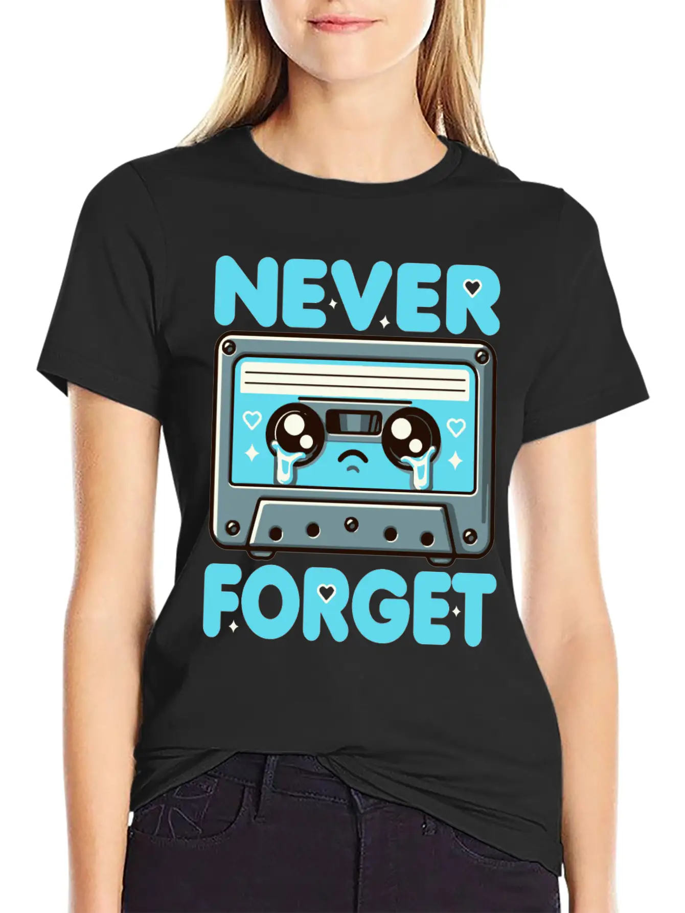 Never Forget Cassette Tape Funny Cassette Music Breathable Soft Cotton T-Shirt – Timeless Casual Look