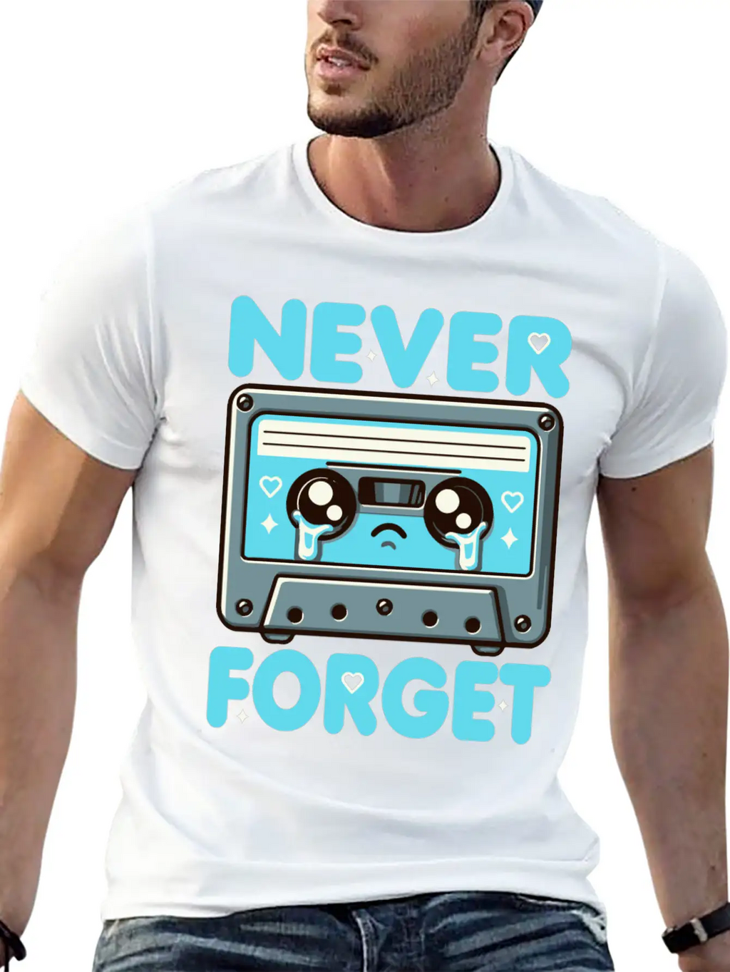 Never Forget Cassette Tape Funny Cassette Music Breathable Soft Cotton T-Shirt – Timeless Casual Look