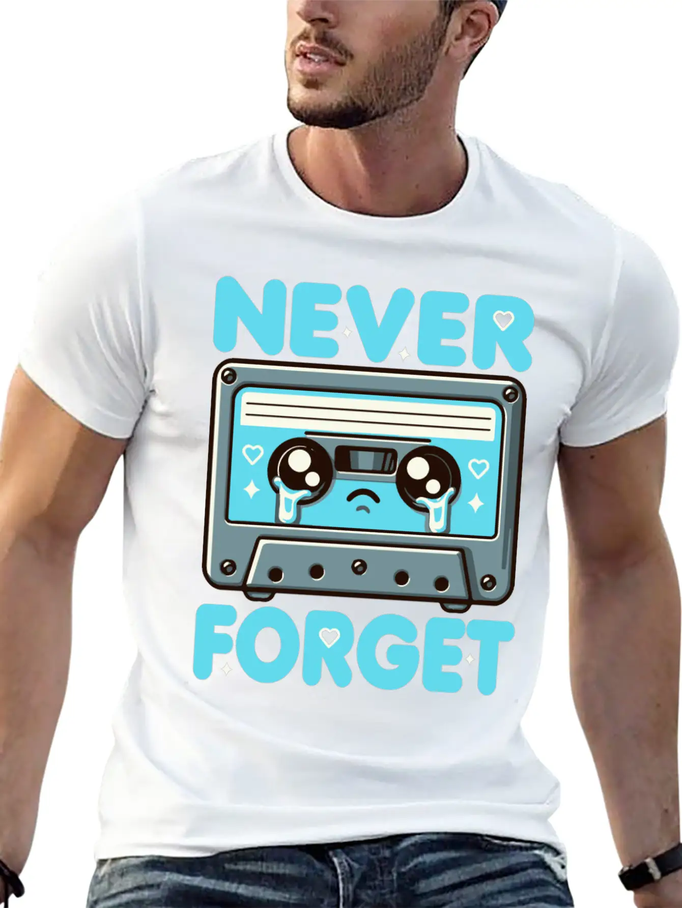 Never Forget Cassette Tape Funny Cassette Music Breathable Soft Cotton T-Shirt – Timeless Casual Look