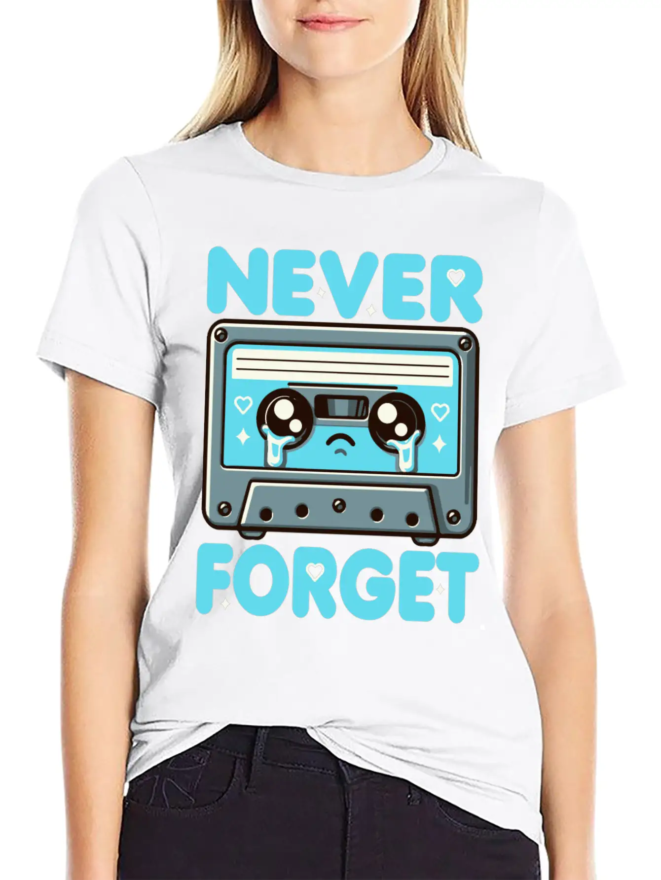 Never Forget Cassette Tape Funny Cassette Music Breathable Soft Cotton T-Shirt – Timeless Casual Look