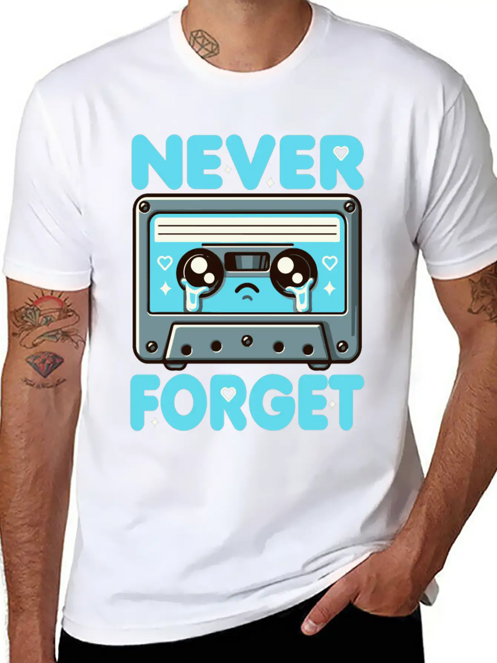 Never Forget Cassette Tape Funny Cassette Music Breathable Soft Cotton T-Shirt – Timeless Casual Look