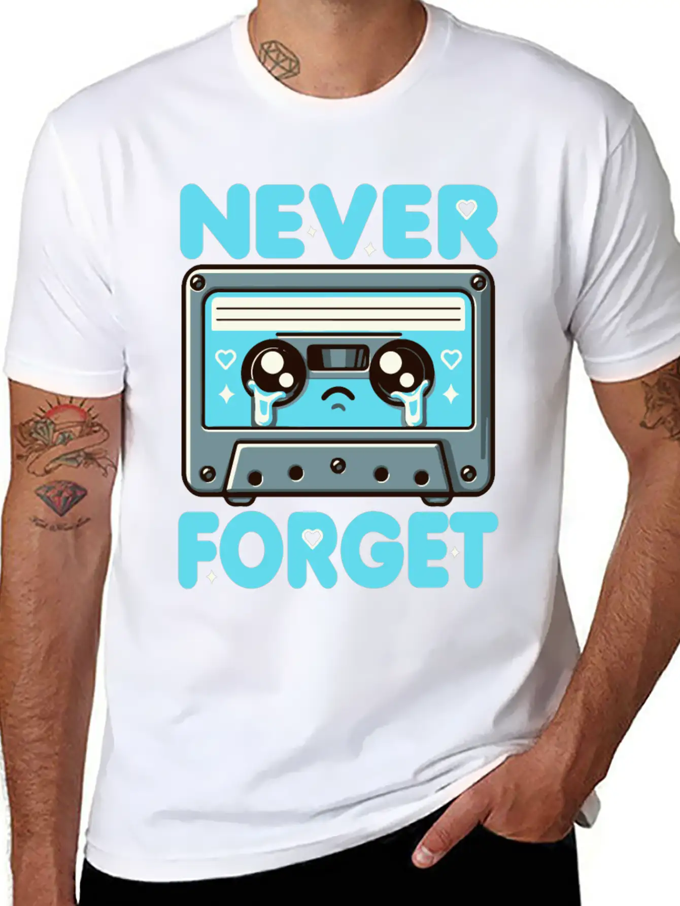 Never Forget Cassette Tape Funny Cassette Music Breathable Soft Cotton T-Shirt – Timeless Casual Look