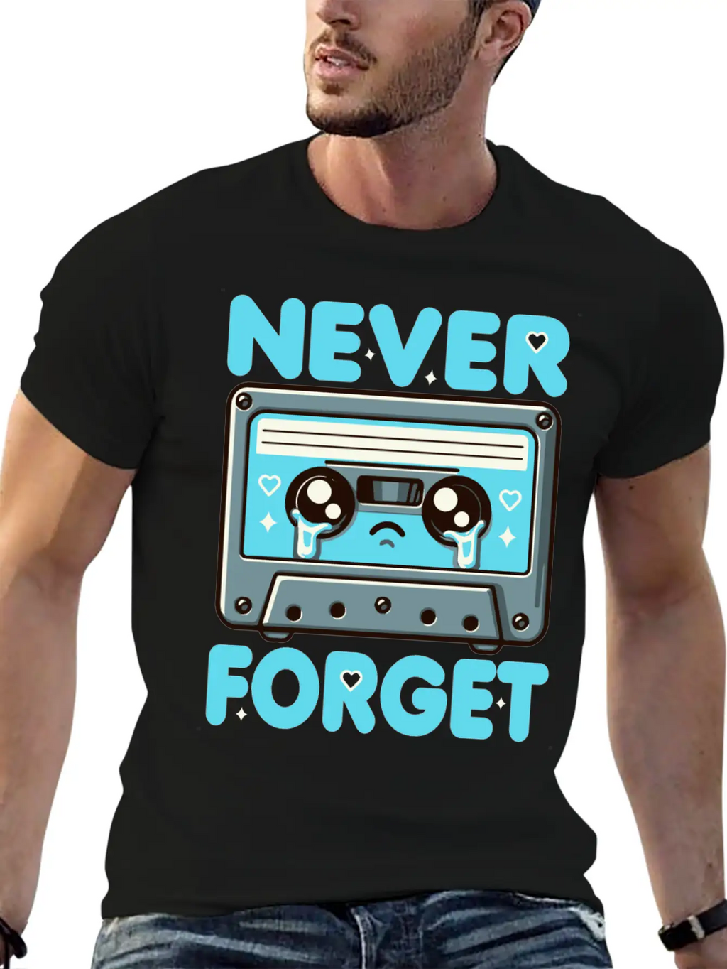 Never Forget Cassette Tape Funny Cassette Music Breathable Soft Cotton T-Shirt – Timeless Casual Look