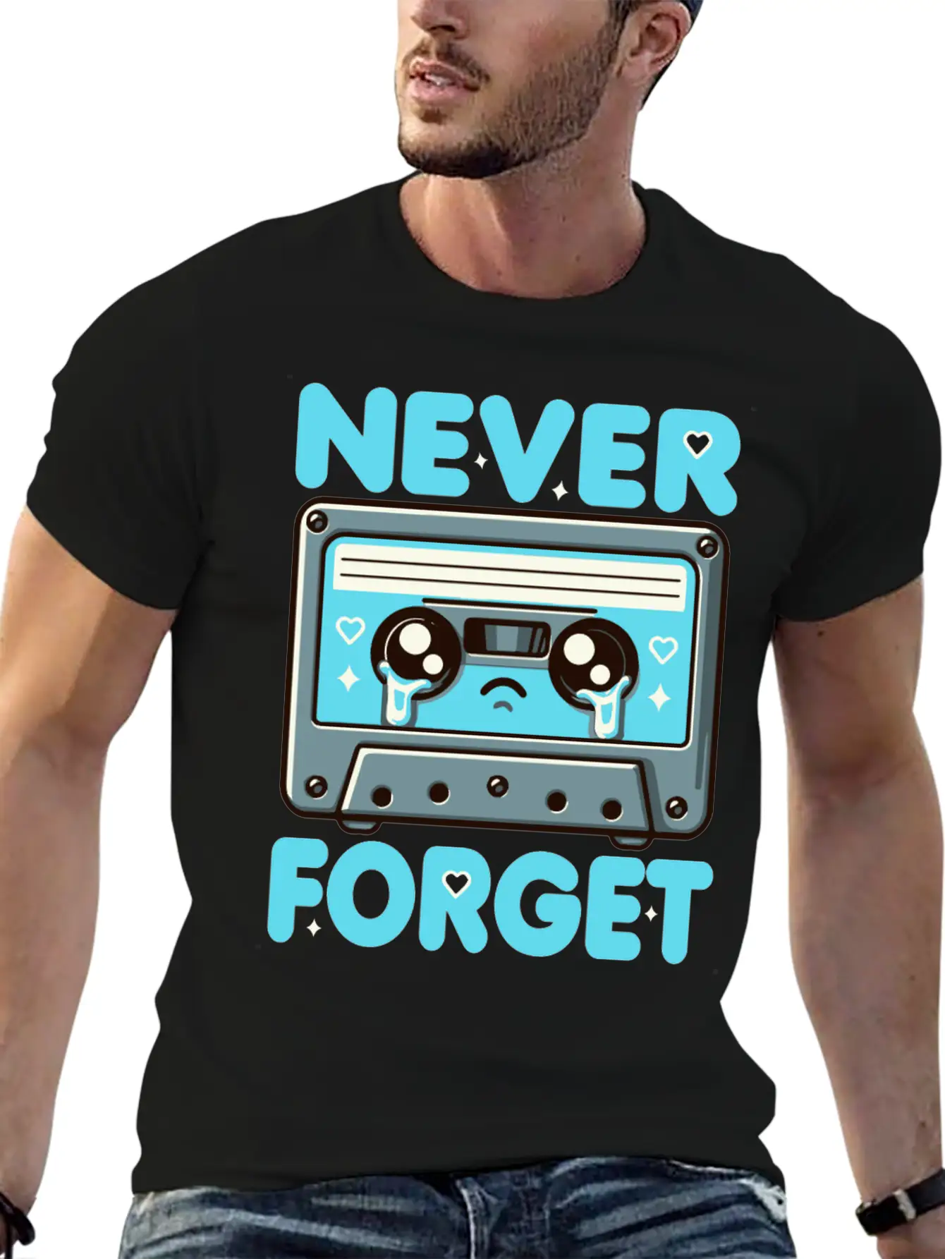 Never Forget Cassette Tape Funny Cassette Music Breathable Soft Cotton T-Shirt – Timeless Casual Look