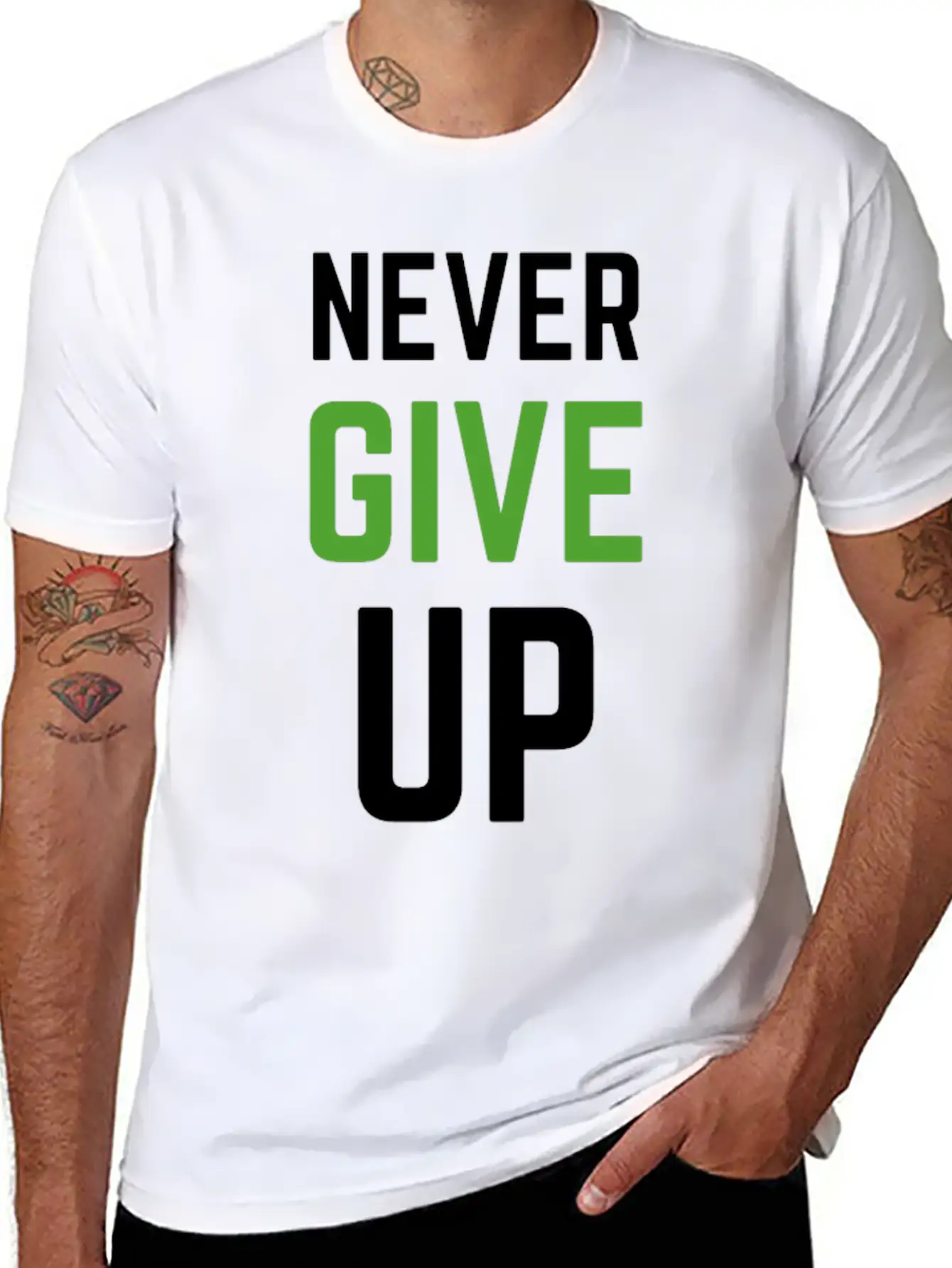 Never Give Up - TRIATHLON Relaxed Everyday Tee – Lightweight And Durable Cotton
