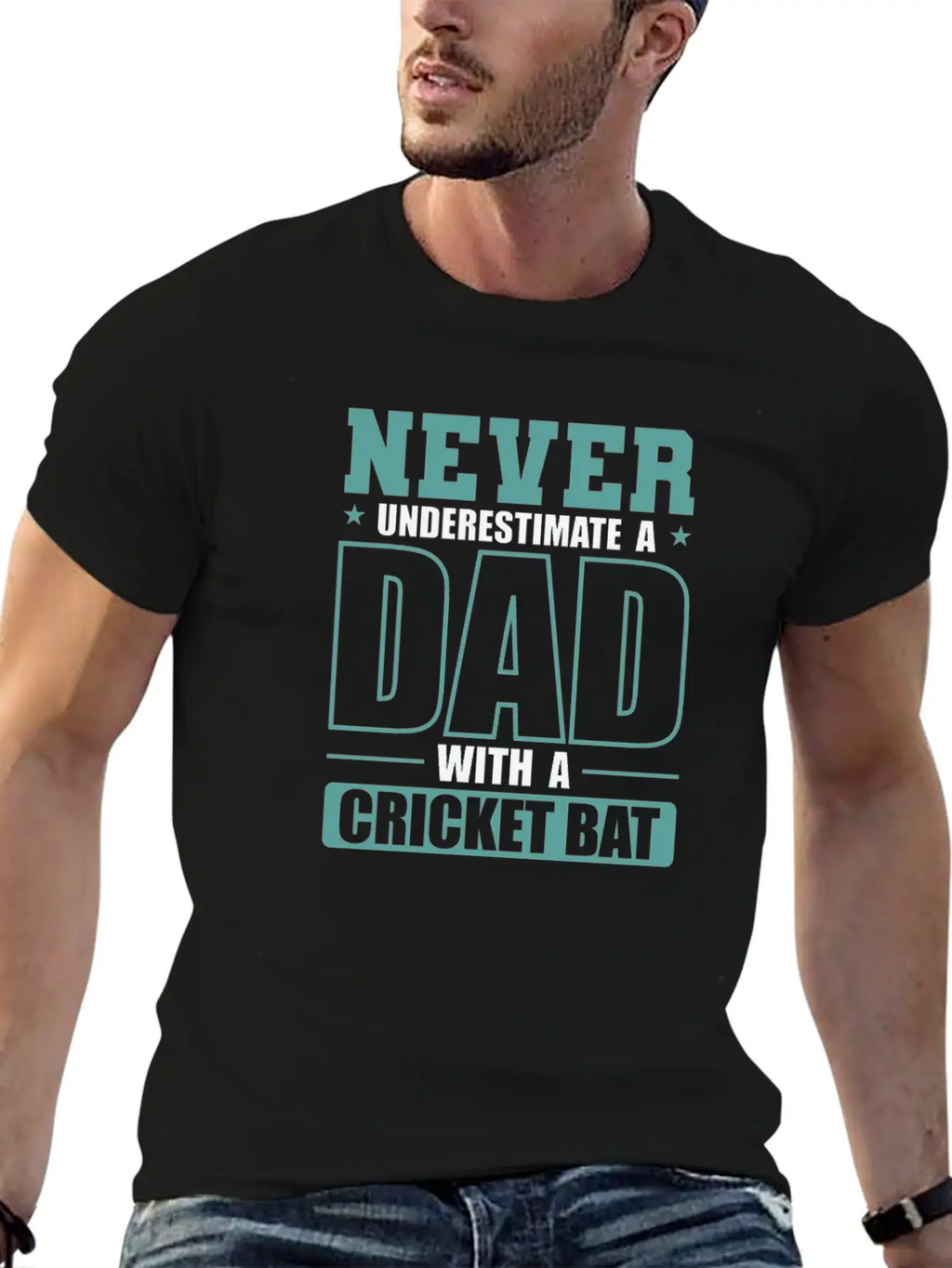 Never Underestimate A Dad With A Cricket Bat Modern Fit Casual T-Shirt – Clean And Versatile Design