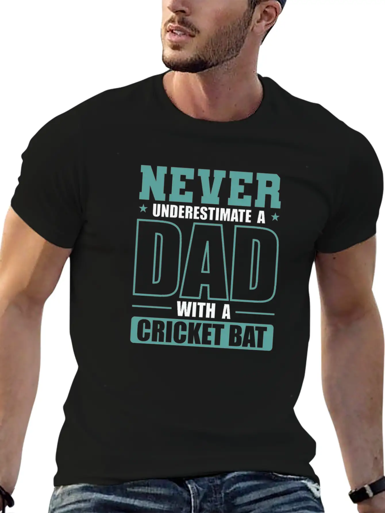Never Underestimate A Dad With A Cricket Bat Modern Fit Casual T-Shirt – Clean And Versatile Design