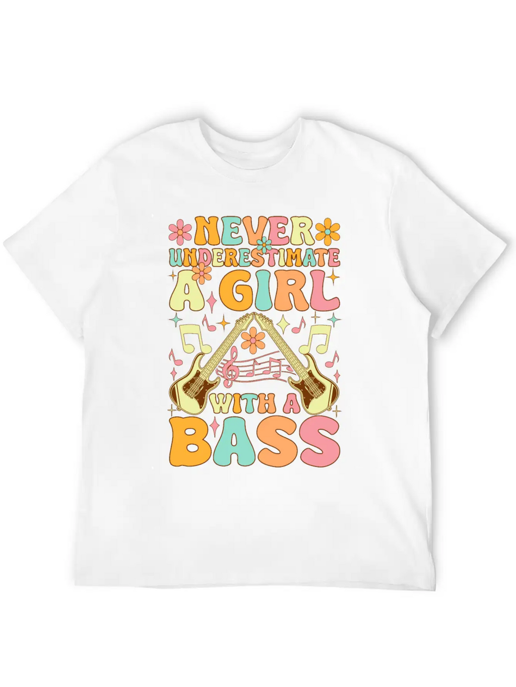 Never Underestimate A Girl With A Bass Groovy Bass Classic Cotton Tee – Unisex Comfort For Any Season