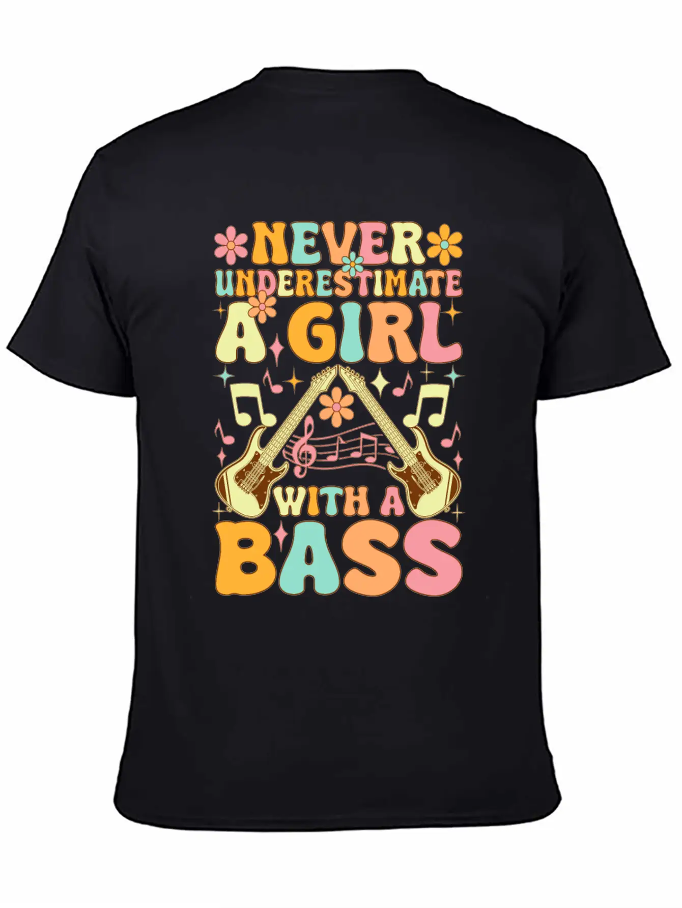 Never Underestimate A Girl With A Bass Groovy Bass Classic Cotton Tee – Unisex Comfort For Any Season