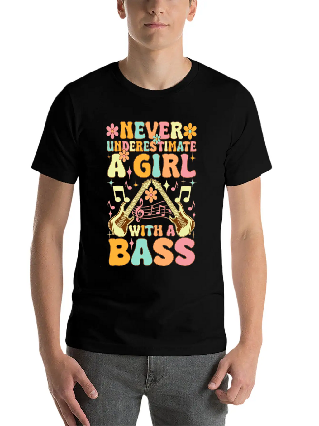 Never Underestimate A Girl With A Bass Groovy Bass Classic Cotton Tee – Unisex Comfort For Any Season