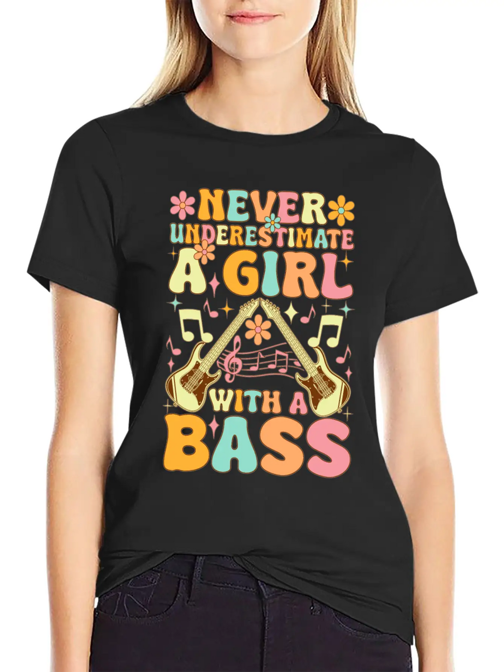 Never Underestimate A Girl With A Bass Groovy Bass Classic Cotton Tee – Unisex Comfort For Any Season