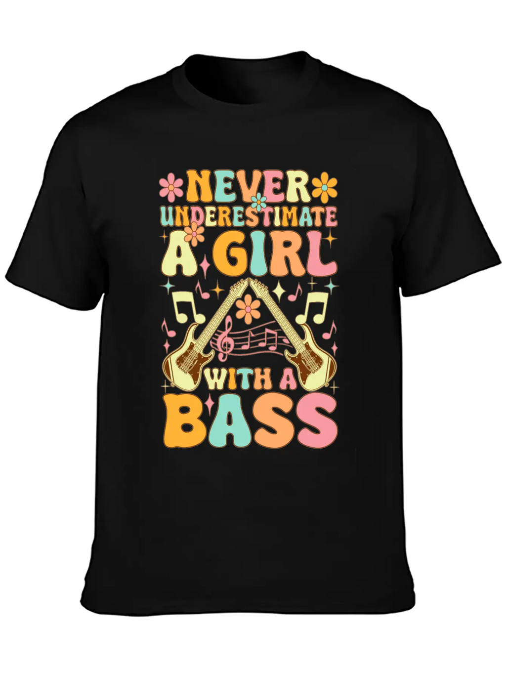 Never Underestimate A Girl With A Bass Groovy Bass Classic Cotton Tee – Unisex Comfort For Any Season