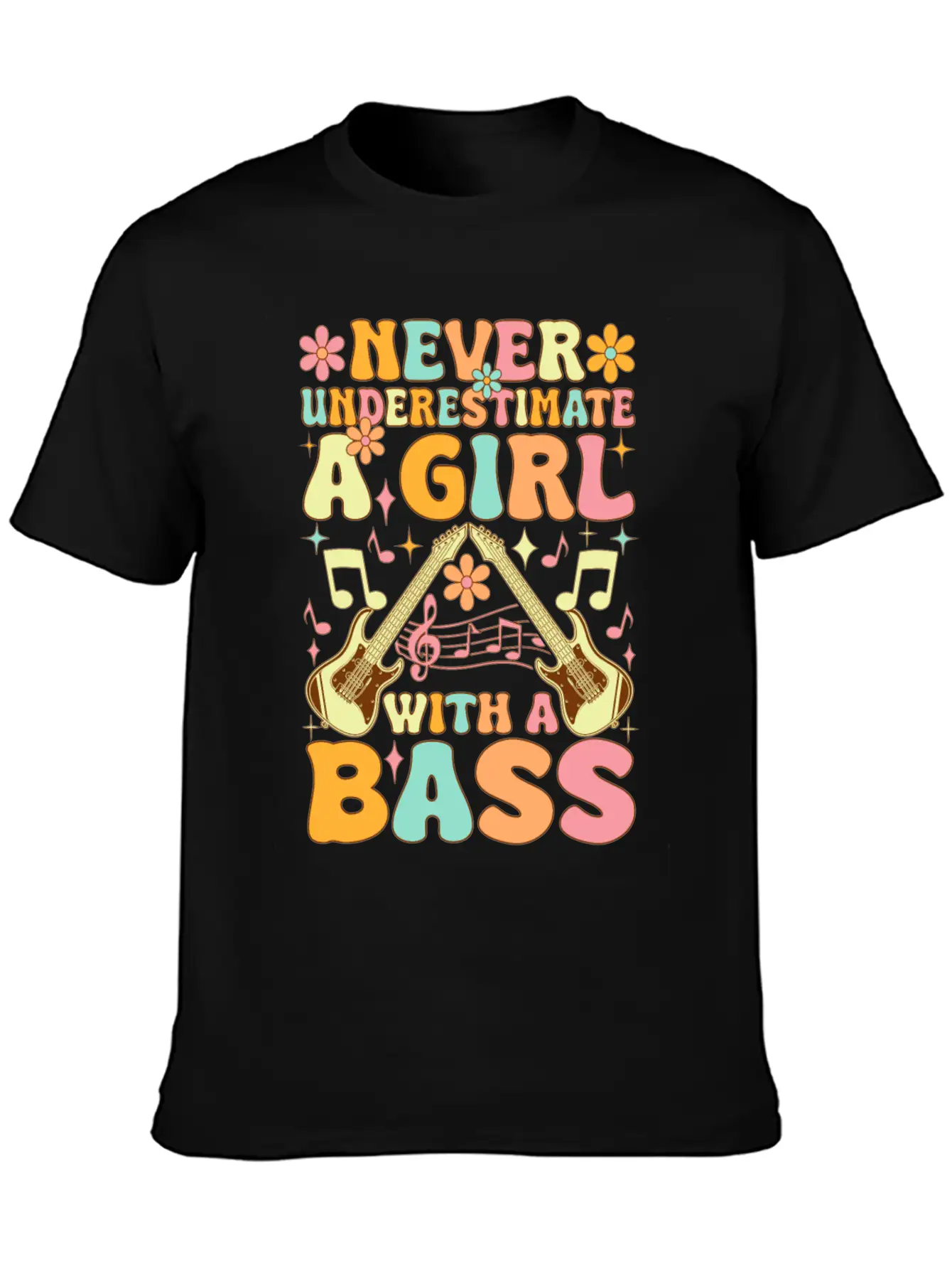Never Underestimate A Girl With A Bass Groovy Bass Classic Cotton Tee – Unisex Comfort For Any Season