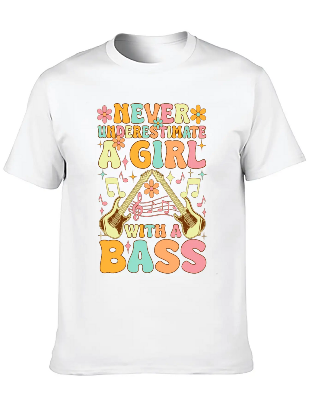 Never Underestimate A Girl With A Bass Groovy Bass Classic Cotton Tee – Unisex Comfort For Any Season