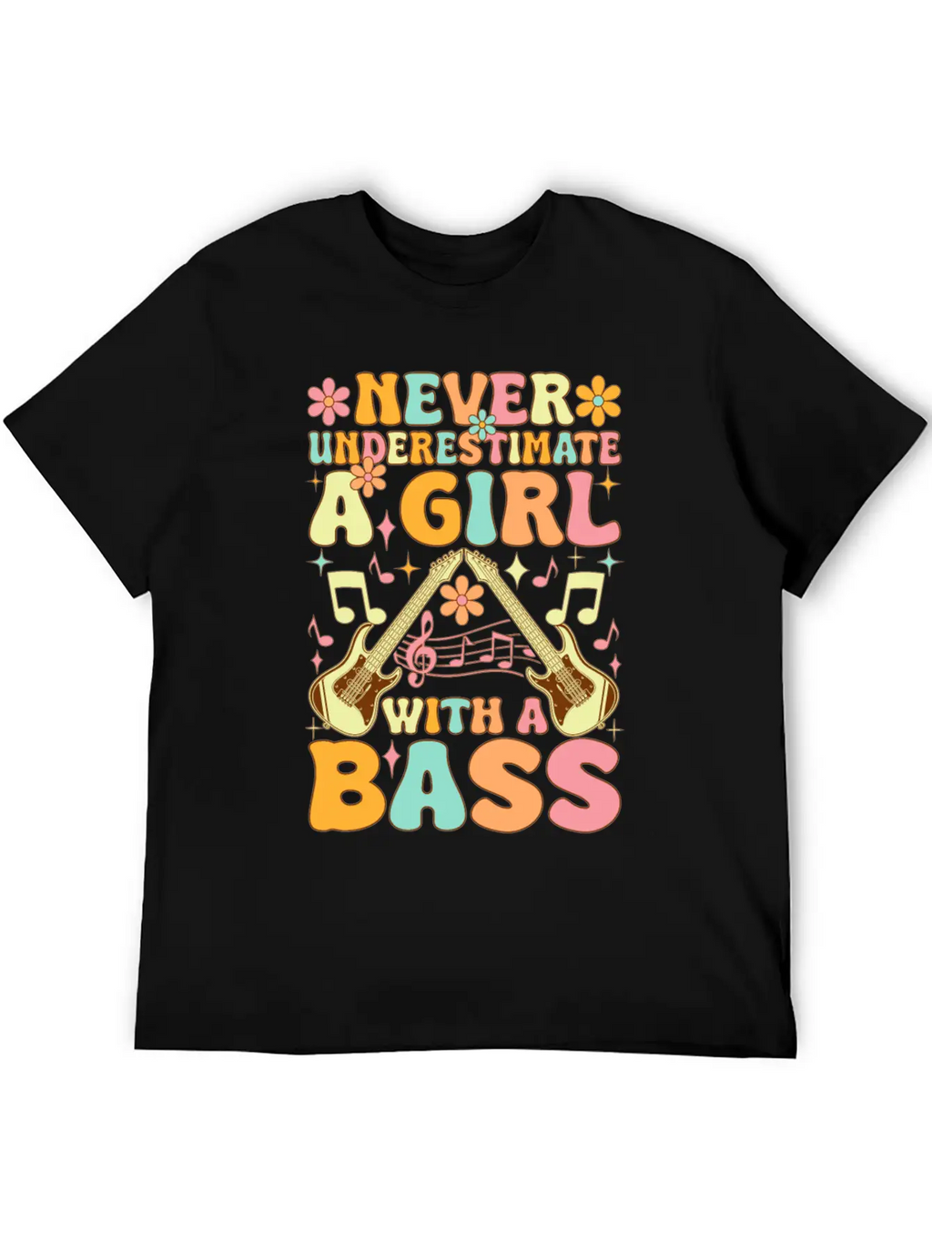 Never Underestimate A Girl With A Bass Groovy Bass Classic Cotton Tee – Unisex Comfort For Any Season