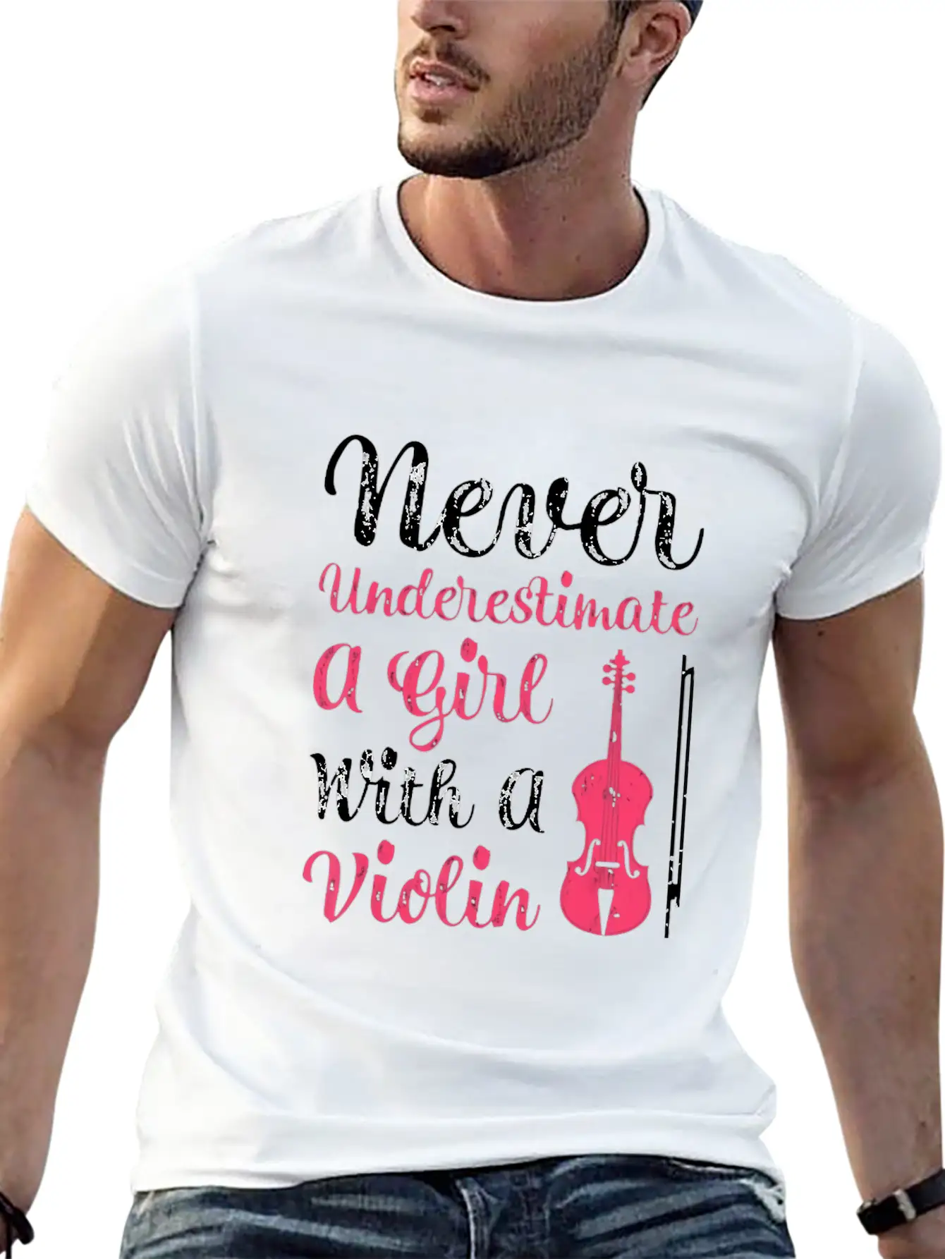 Never Underestimate A Girl With A Violin Timeless Short Sleeve Tee – Comfy And Minimalist Design