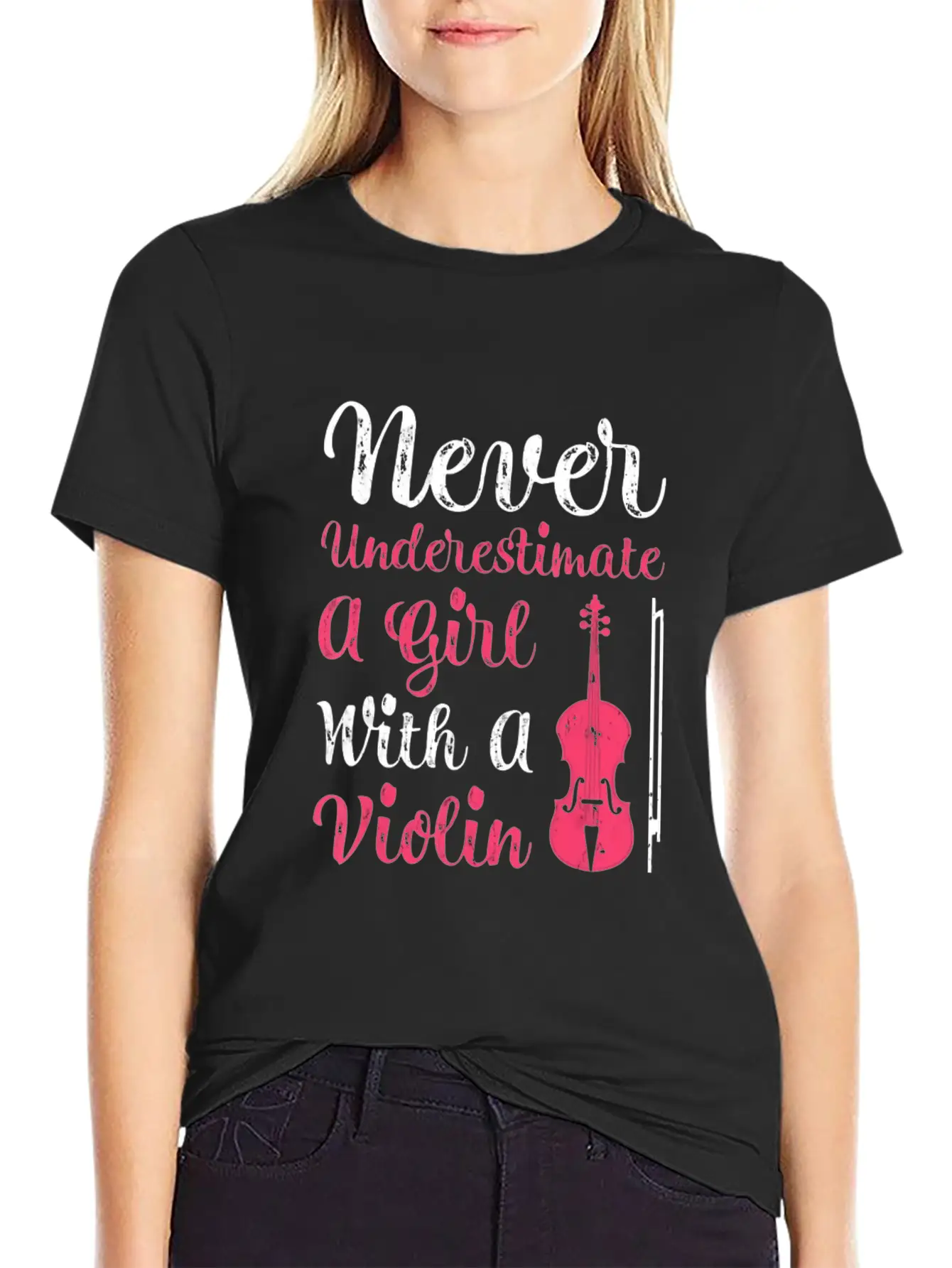 Never Underestimate A Girl With A Violin Timeless Short Sleeve Tee – Comfy And Minimalist Design