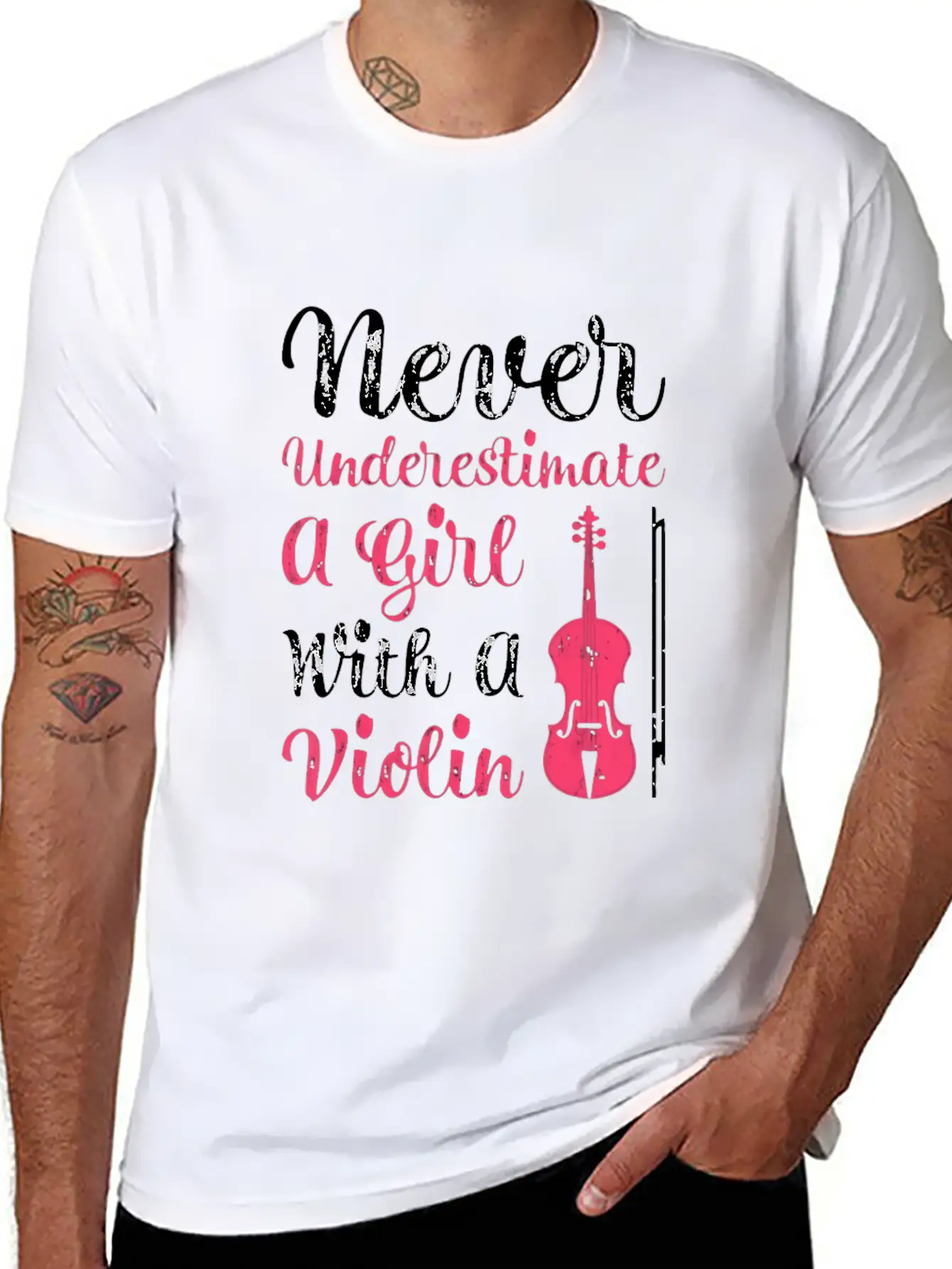 Never Underestimate A Girl With A Violin Timeless Short Sleeve Tee – Comfy And Minimalist Design