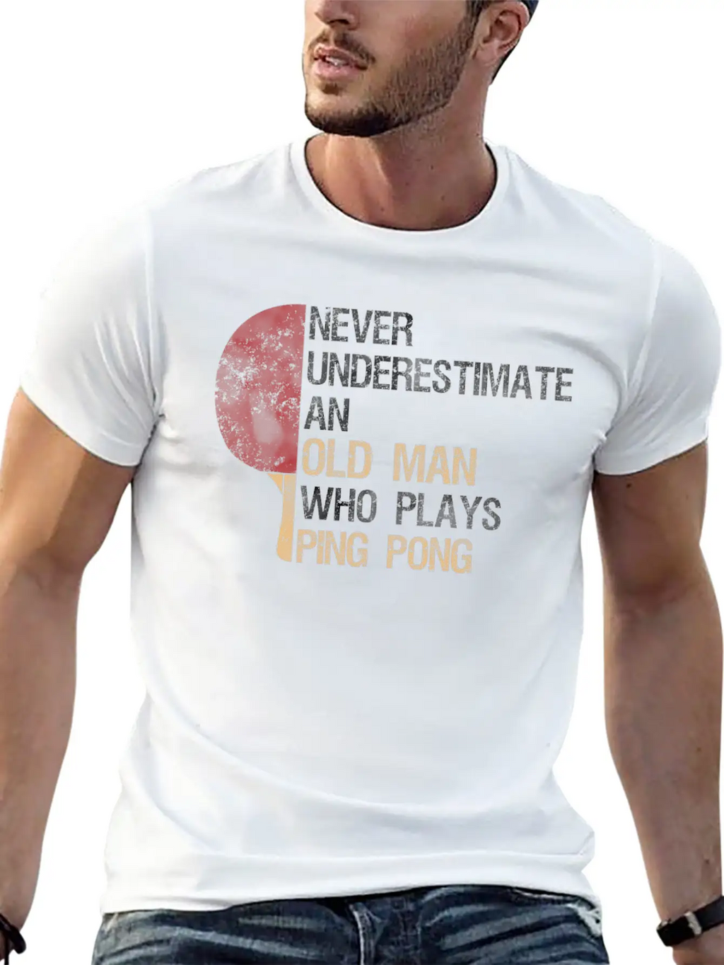 Never Underestimate An Old Man Who Plays Ping Pong Classic Cotton Tee – Unisex Comfort For Any Season