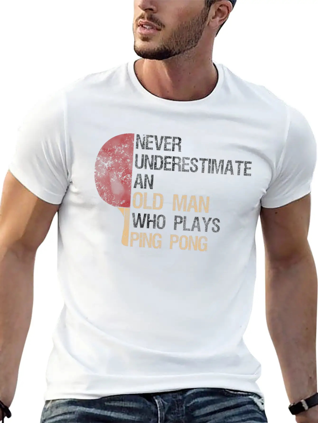 Never Underestimate An Old Man Who Plays Ping Pong Classic Cotton Tee – Unisex Comfort For Any Season