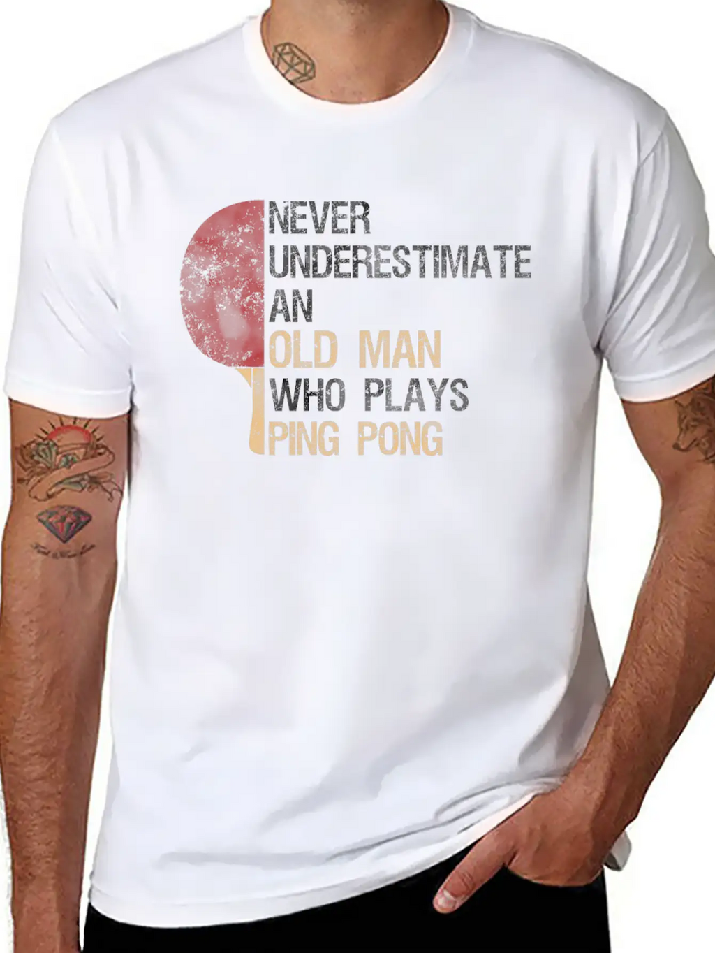 Never Underestimate An Old Man Who Plays Ping Pong Classic Cotton Tee – Unisex Comfort For Any Season