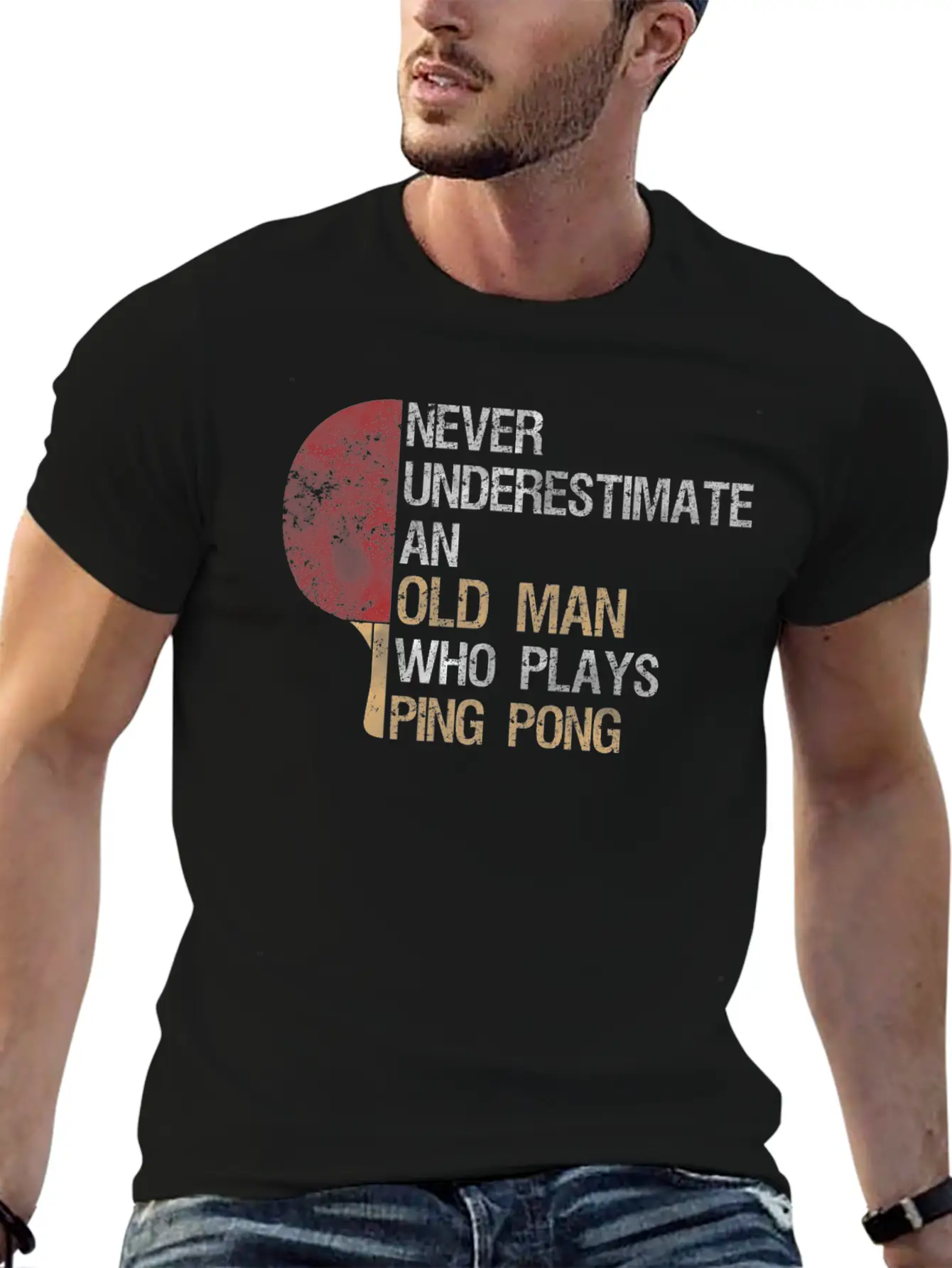 Never Underestimate An Old Man Who Plays Ping Pong Classic Cotton Tee – Unisex Comfort For Any Season