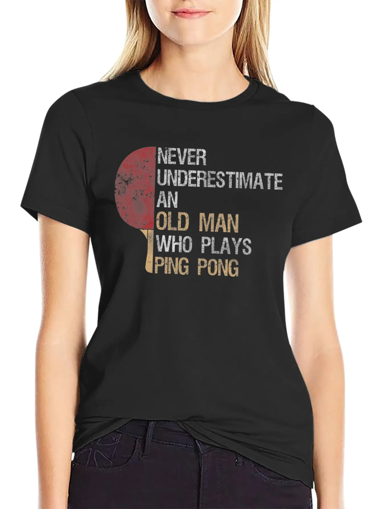 Never Underestimate An Old Man Who Plays Ping Pong Classic Cotton Tee – Unisex Comfort For Any Season