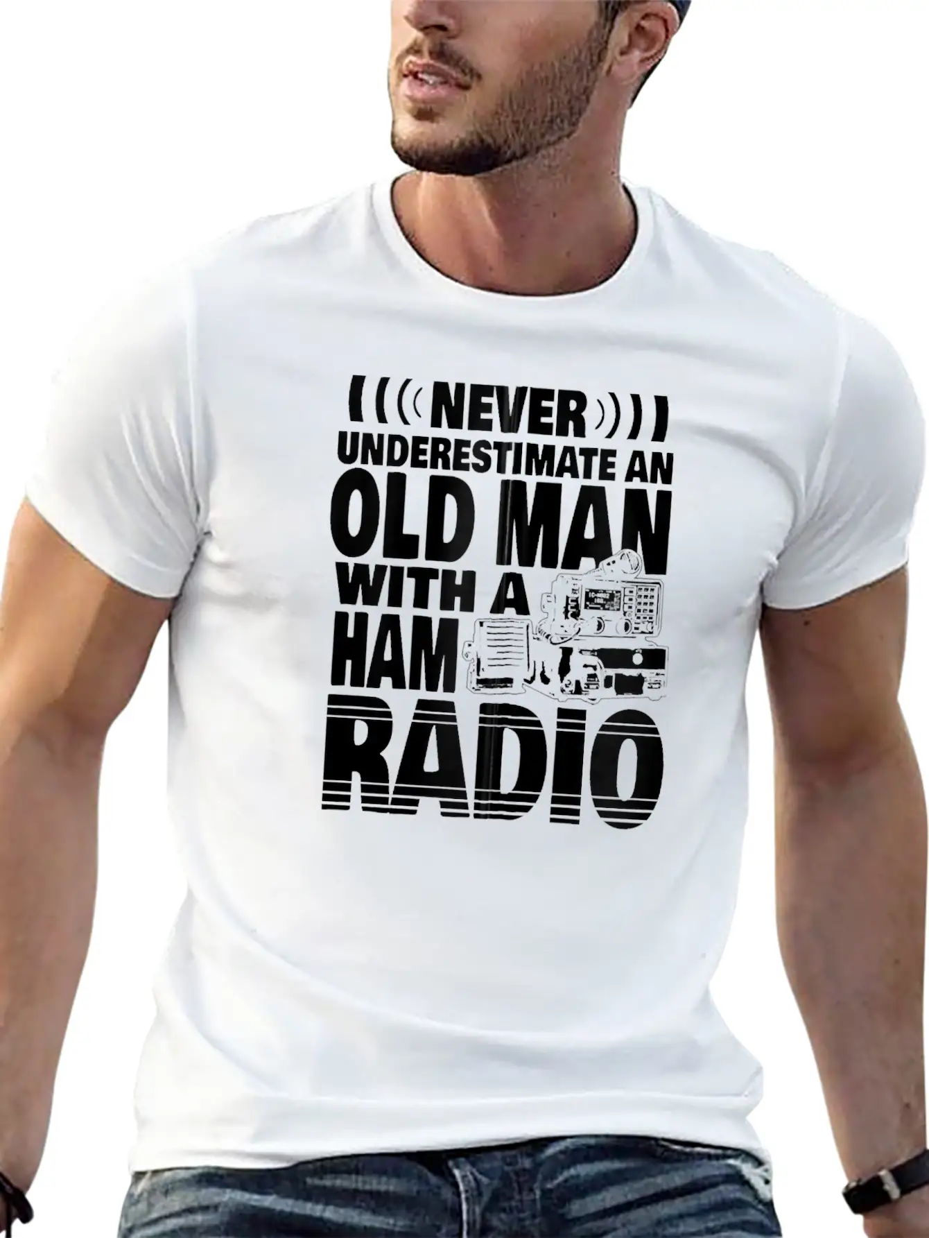 Never Underestimate An Old Man With A Ham Radio Relaxed Everyday Tee – Lightweight And Durable Cotton
