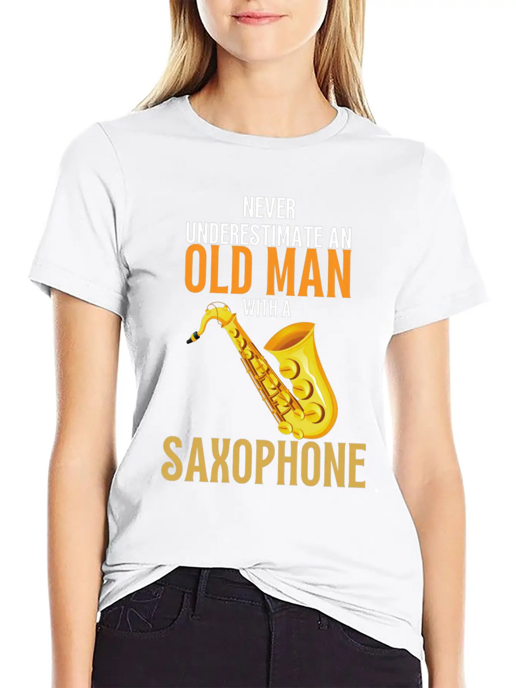 Never Underestimate An Old Man With A Saxophone Breathable Graphic T-Shirt – Perfect For Casual Days