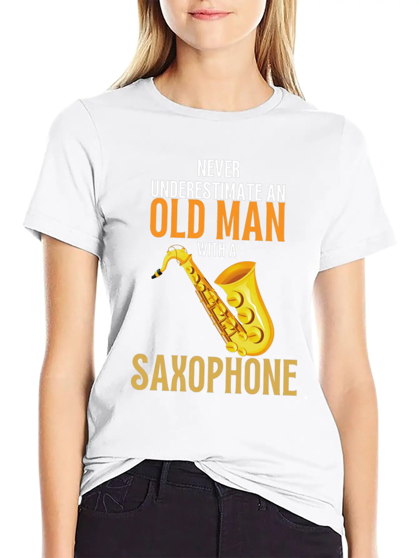 Never Underestimate An Old Man With A Saxophone Breathable Graphic T-Shirt – Perfect For Casual Days