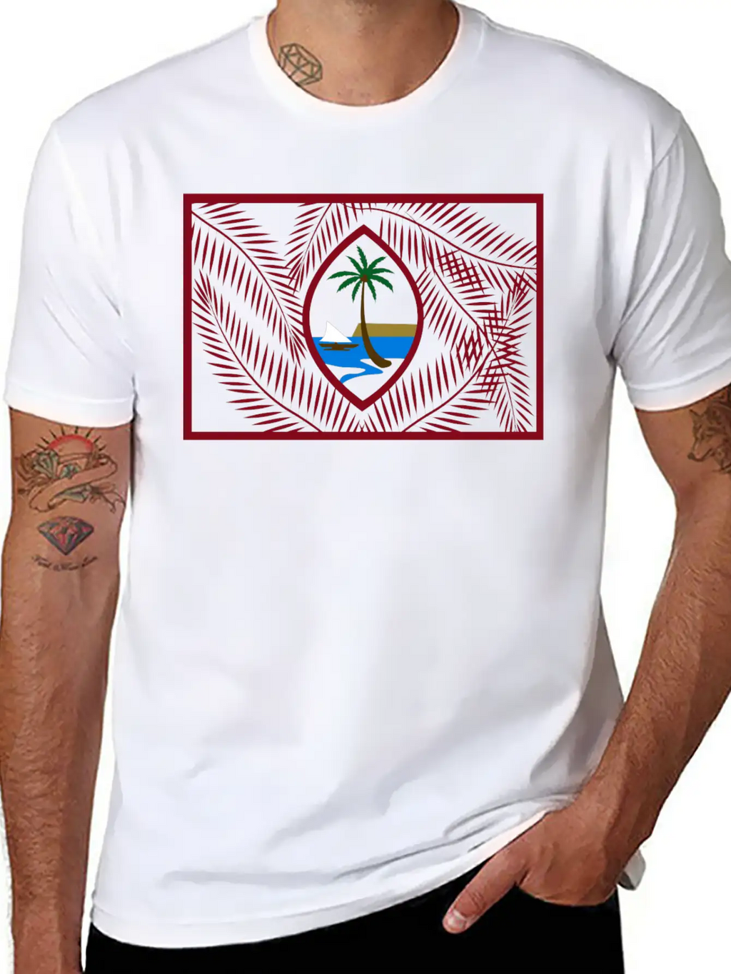 New Guam Flag Palm USA Flag Classic Cotton Tee – Unisex Comfort For Any Season