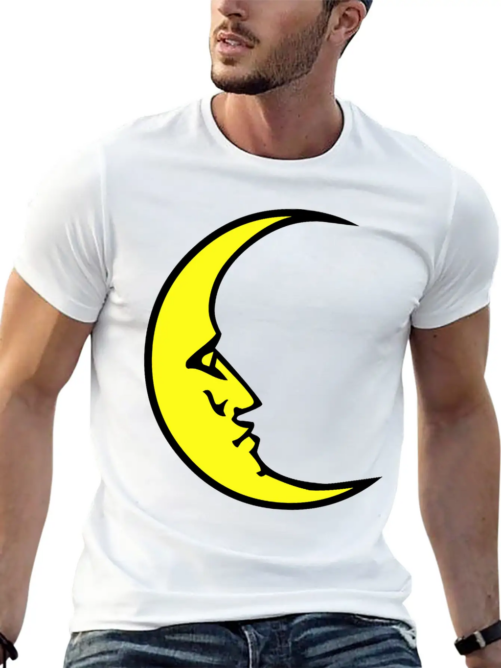 New Moon Face Crescent Classic Cotton Tee – Unisex Comfort For Any Season