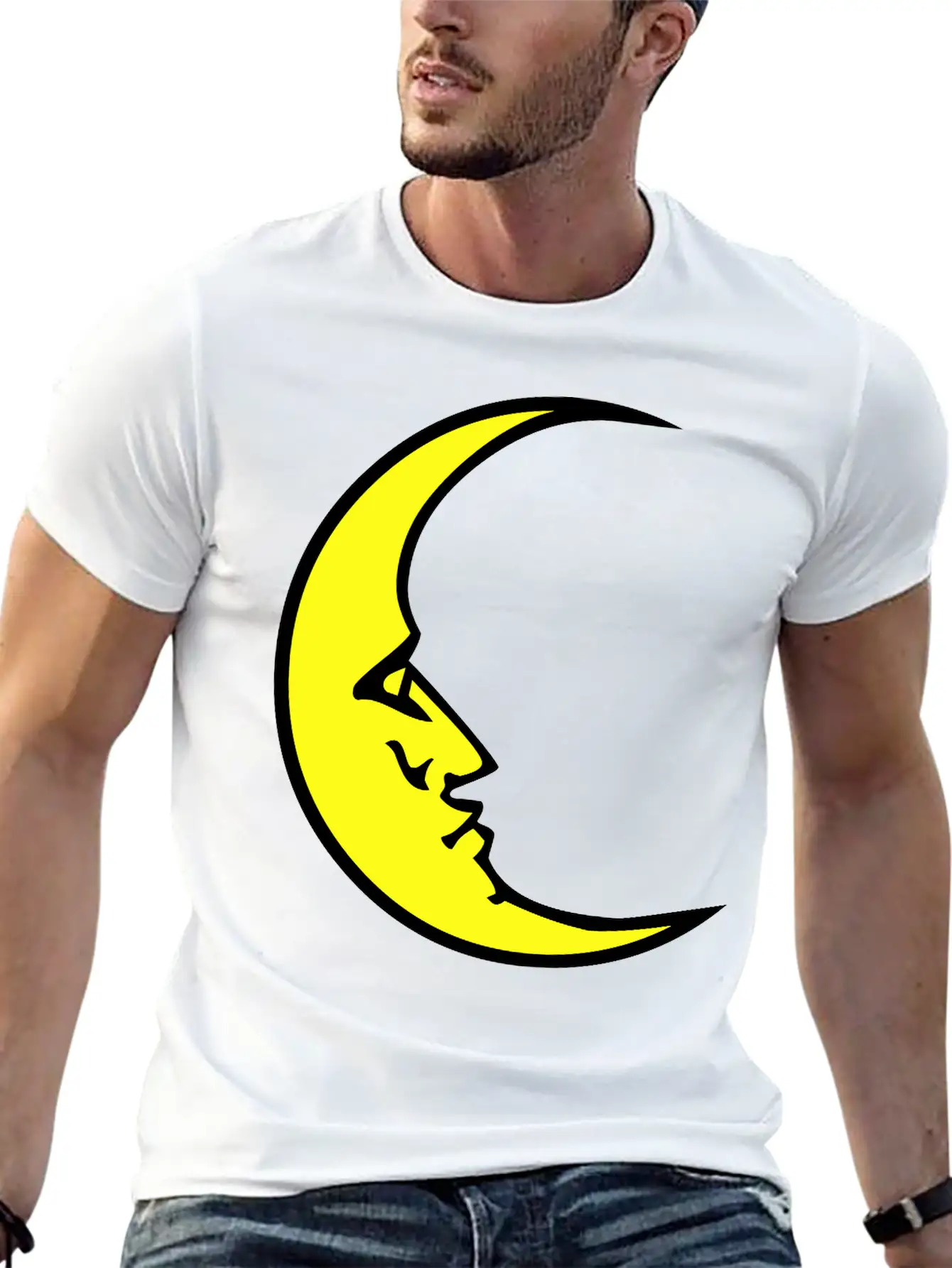 New Moon Face Crescent Classic Cotton Tee – Unisex Comfort For Any Season